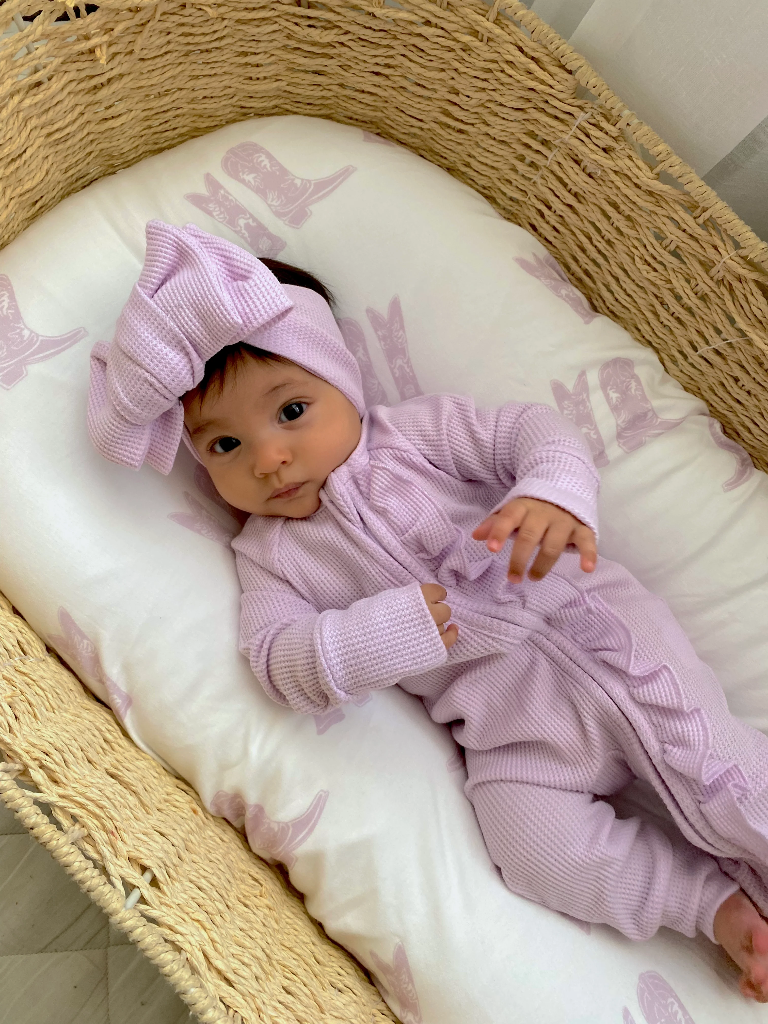 Bassinet Sheet | Lilac Cowgirl Boots - Image 3