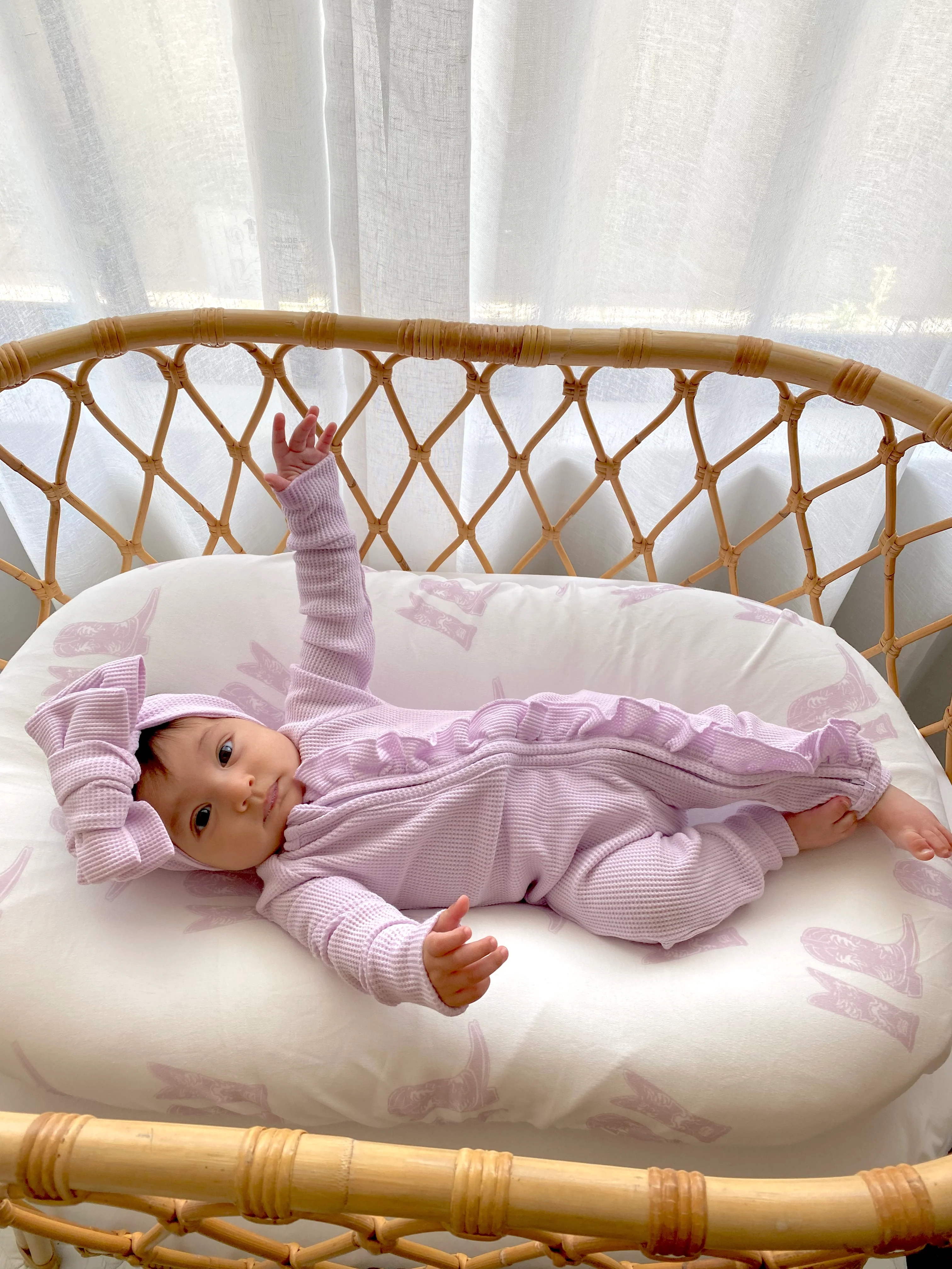 Bassinet Sheet | Lilac Cowgirl Boots - Image 5