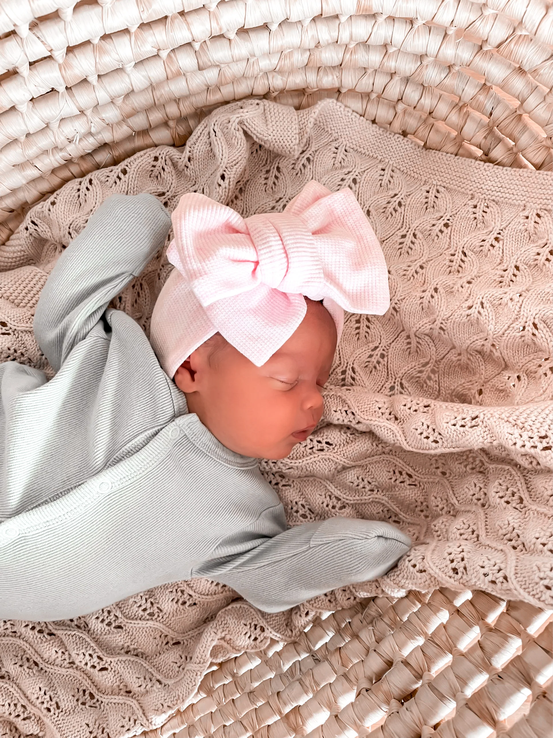 Oversized Topknot | Baby Pink Marle Waffle - Image 4