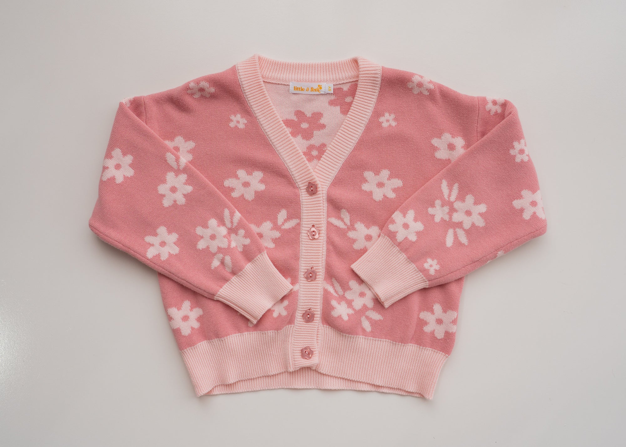 Knitted Cardigan | Daisy Floral Strawberry - Image 3