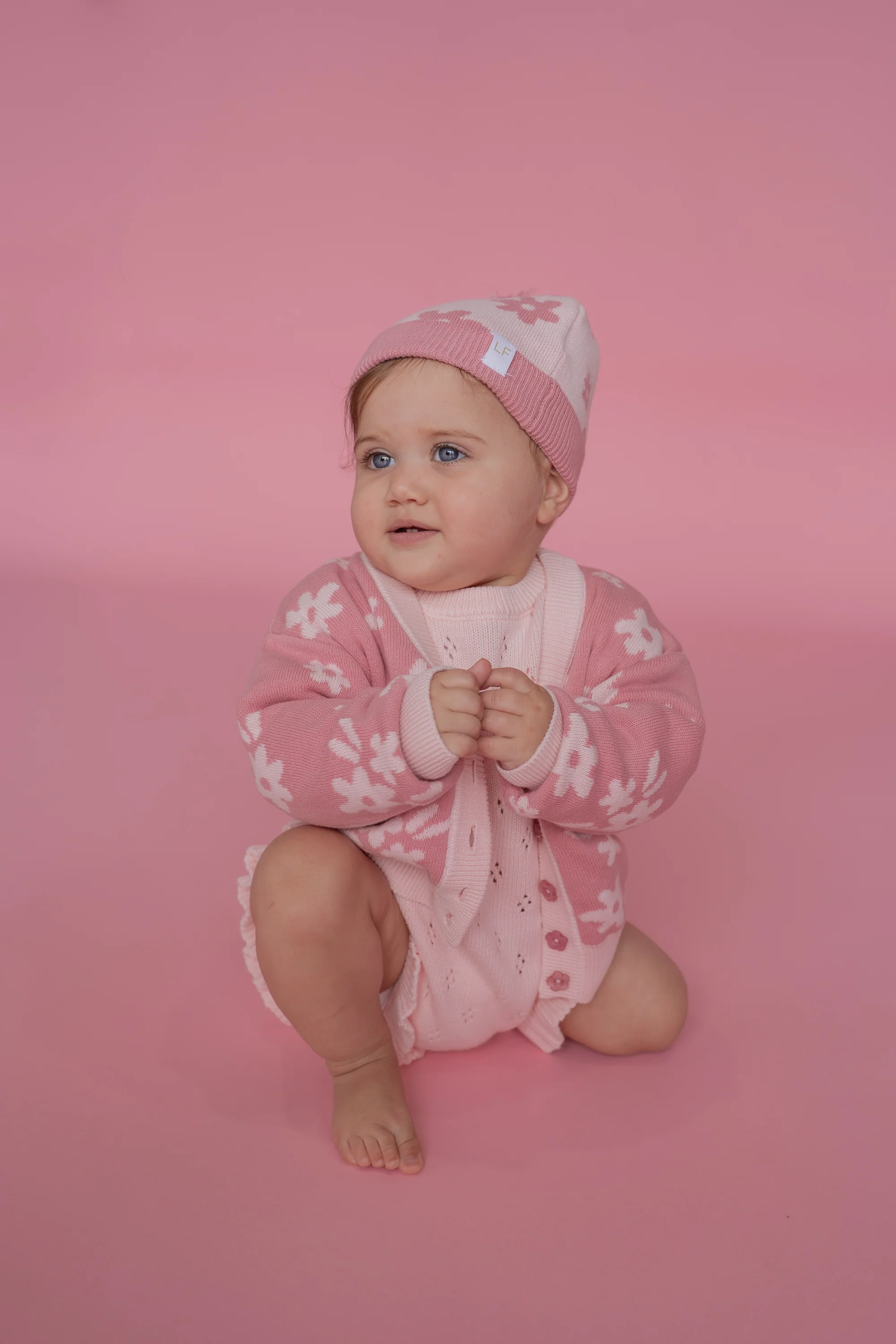 Knitted Cardigan | Daisy Floral Strawberry - Image 7