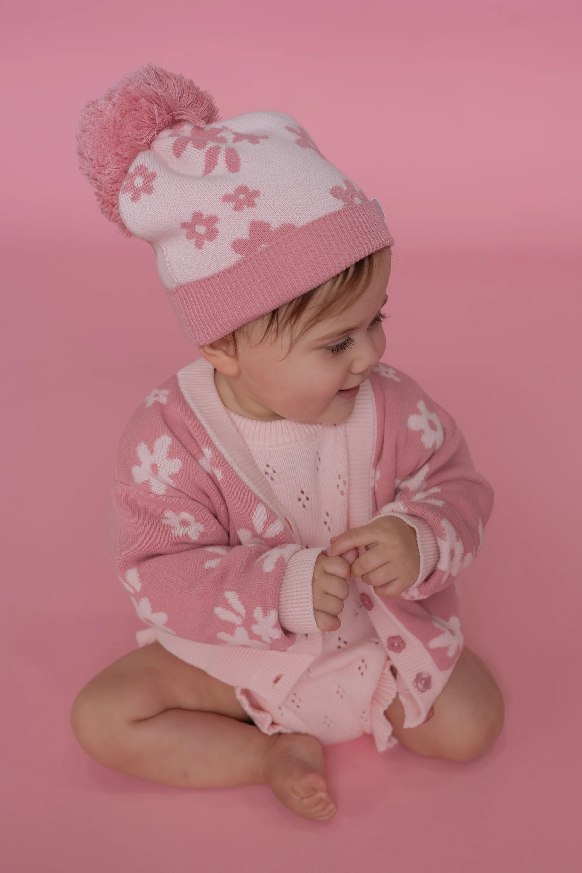 Knitted Cardigan | Daisy Floral Strawberry - Image 8