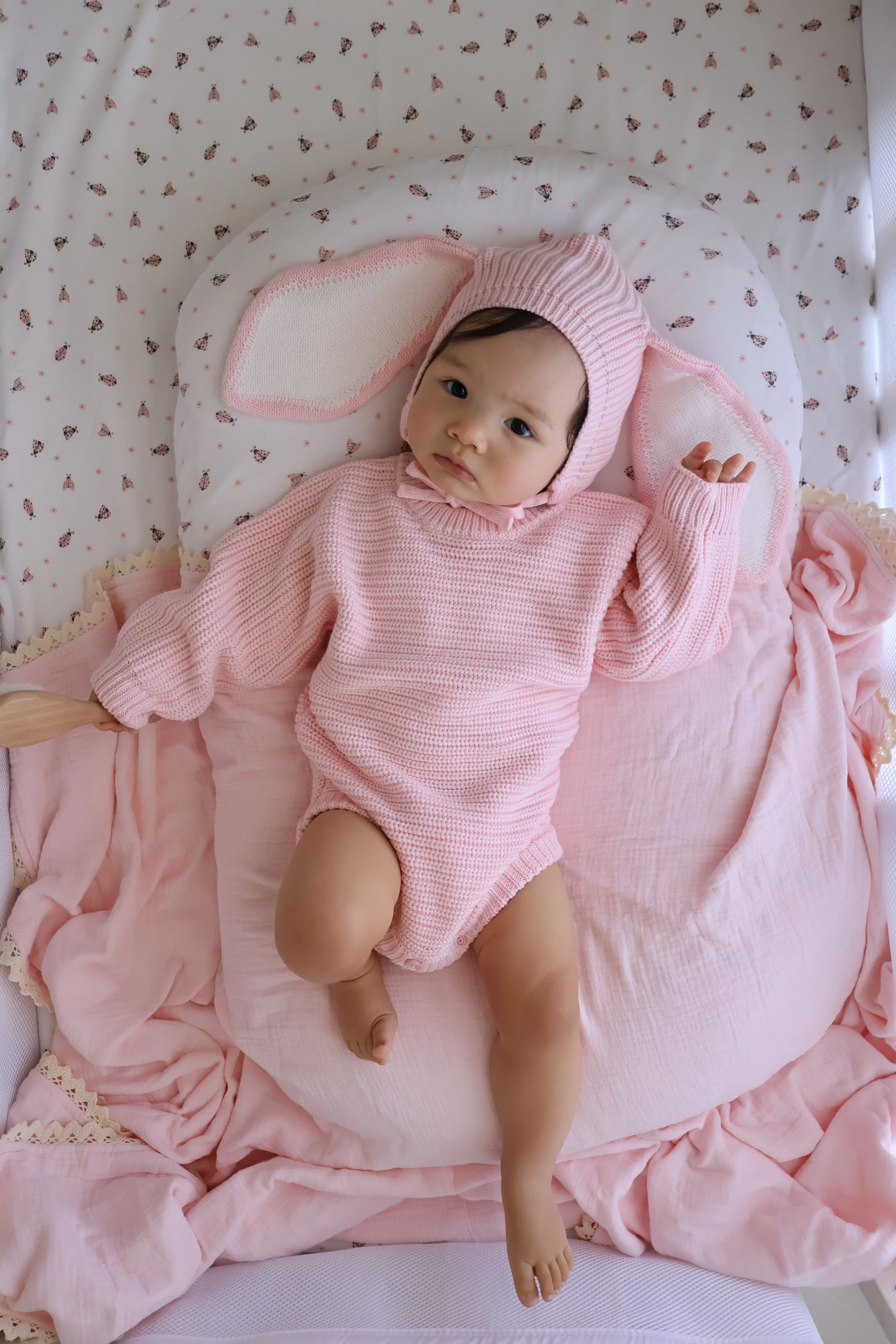 Chunky Knit Romper | Baby Pink - Image 3
