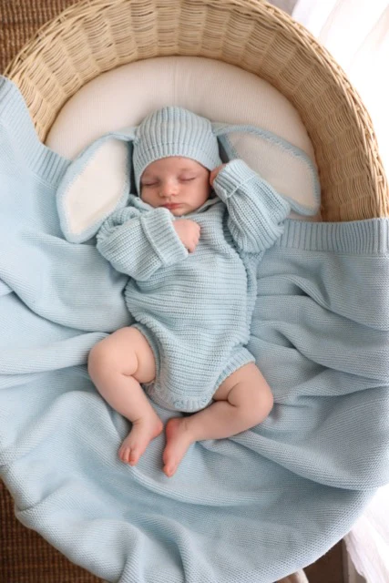 Chunky Knit Romper | Sky Blue - Image 3