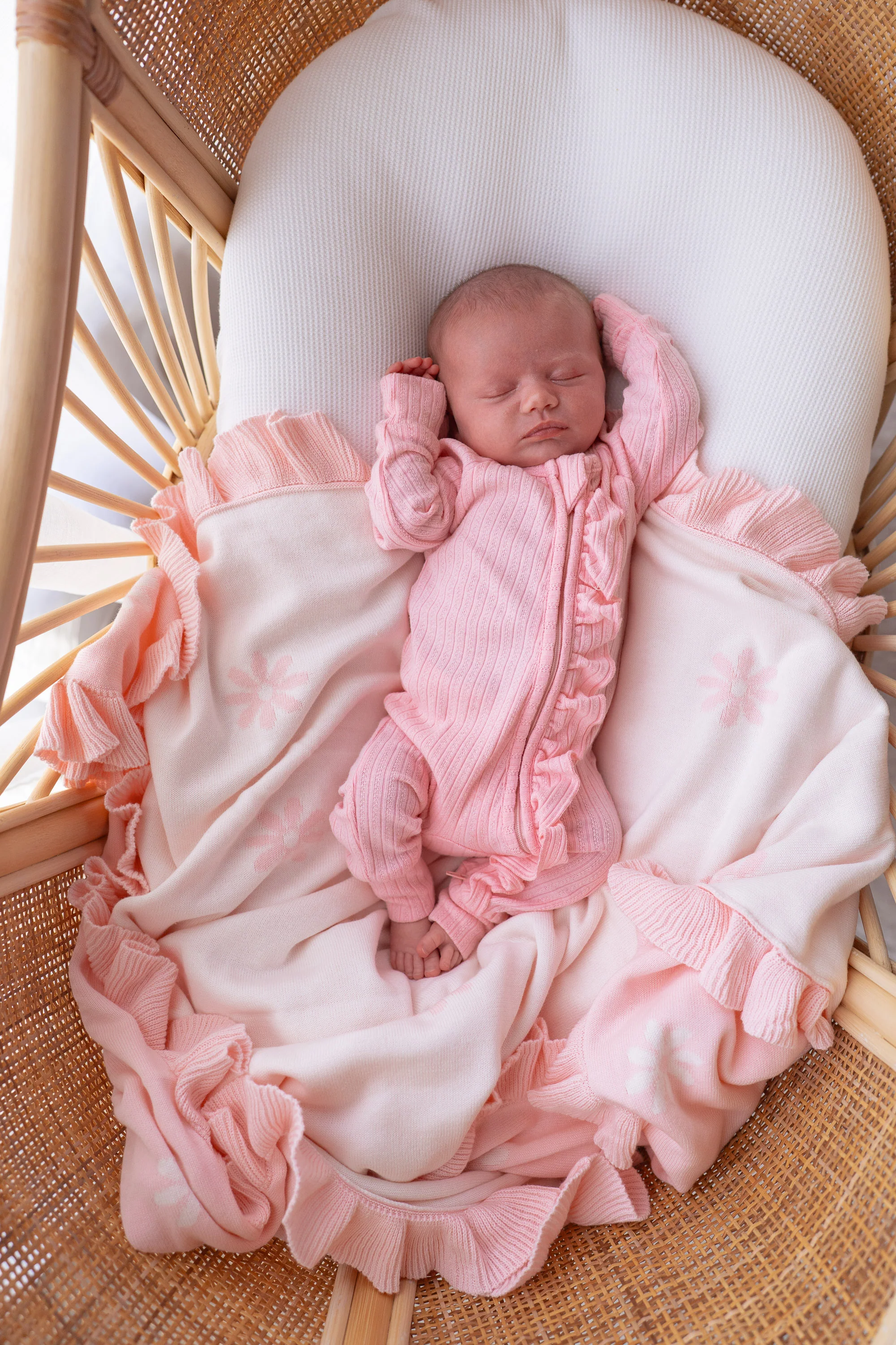 Frill Knit Blanket | Baby Pink Floral - Image 3