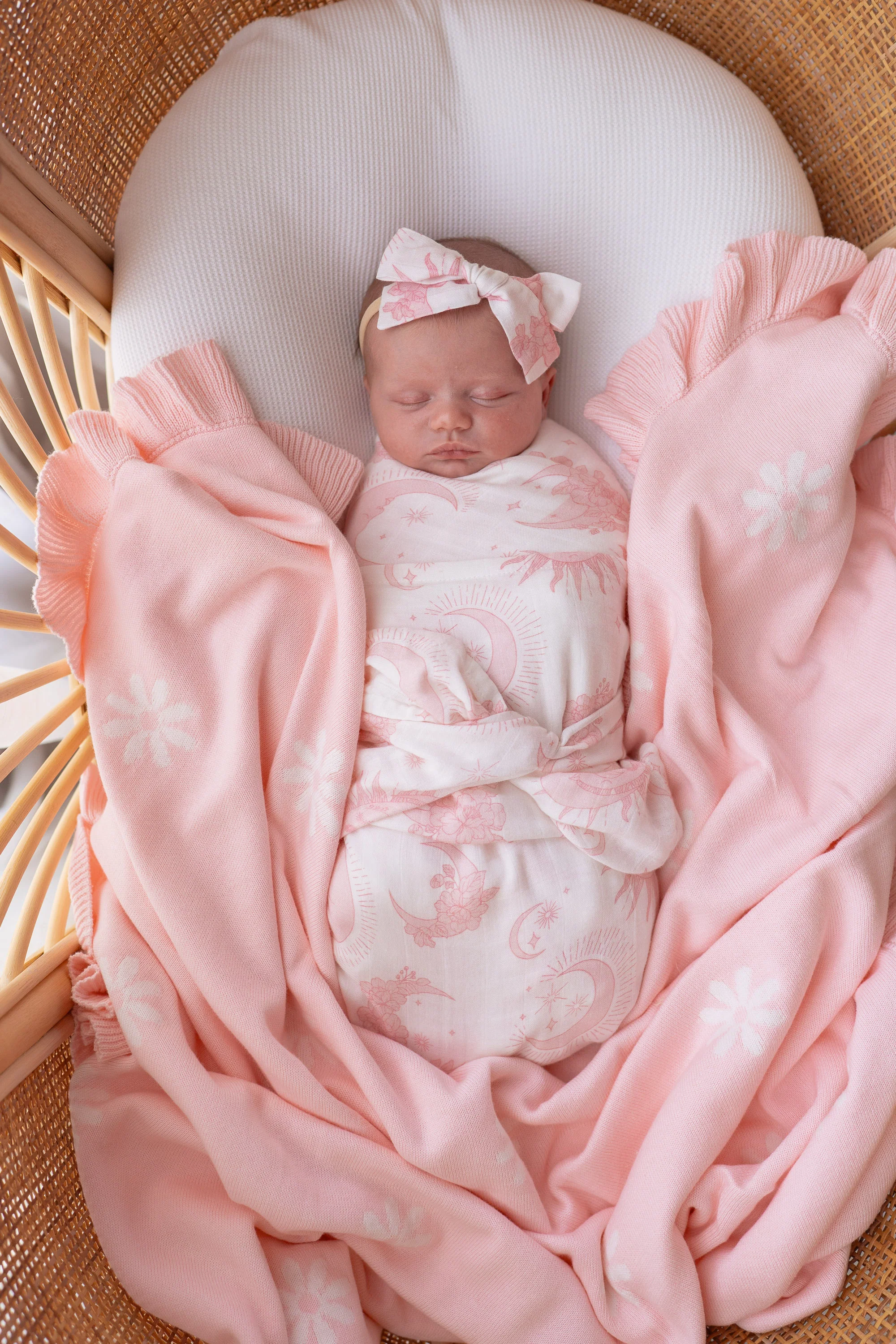 Frill Knit Blanket | Baby Pink Floral - Image 5