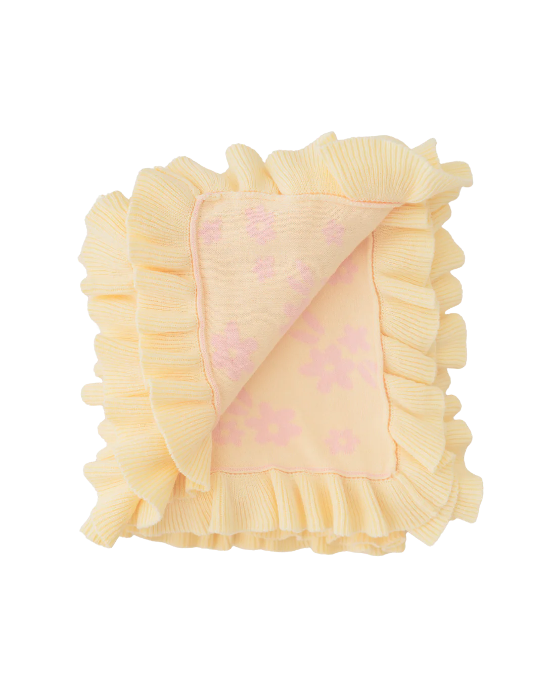 Frill Knit Blanket | Daisy Floral Lemon *PRE-ORDER* - Image 3
