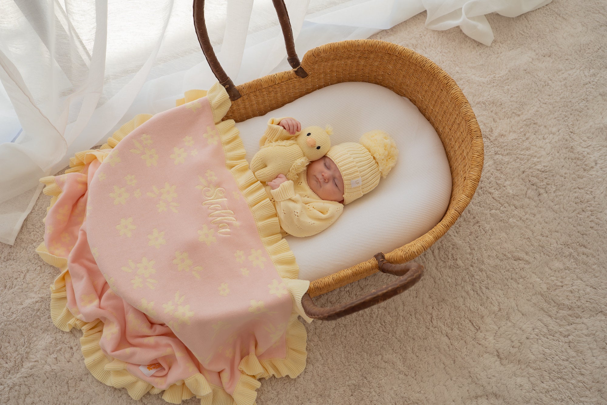 Frill Knit Blanket | Daisy Floral Lemon *PRE-ORDER* - Image 6