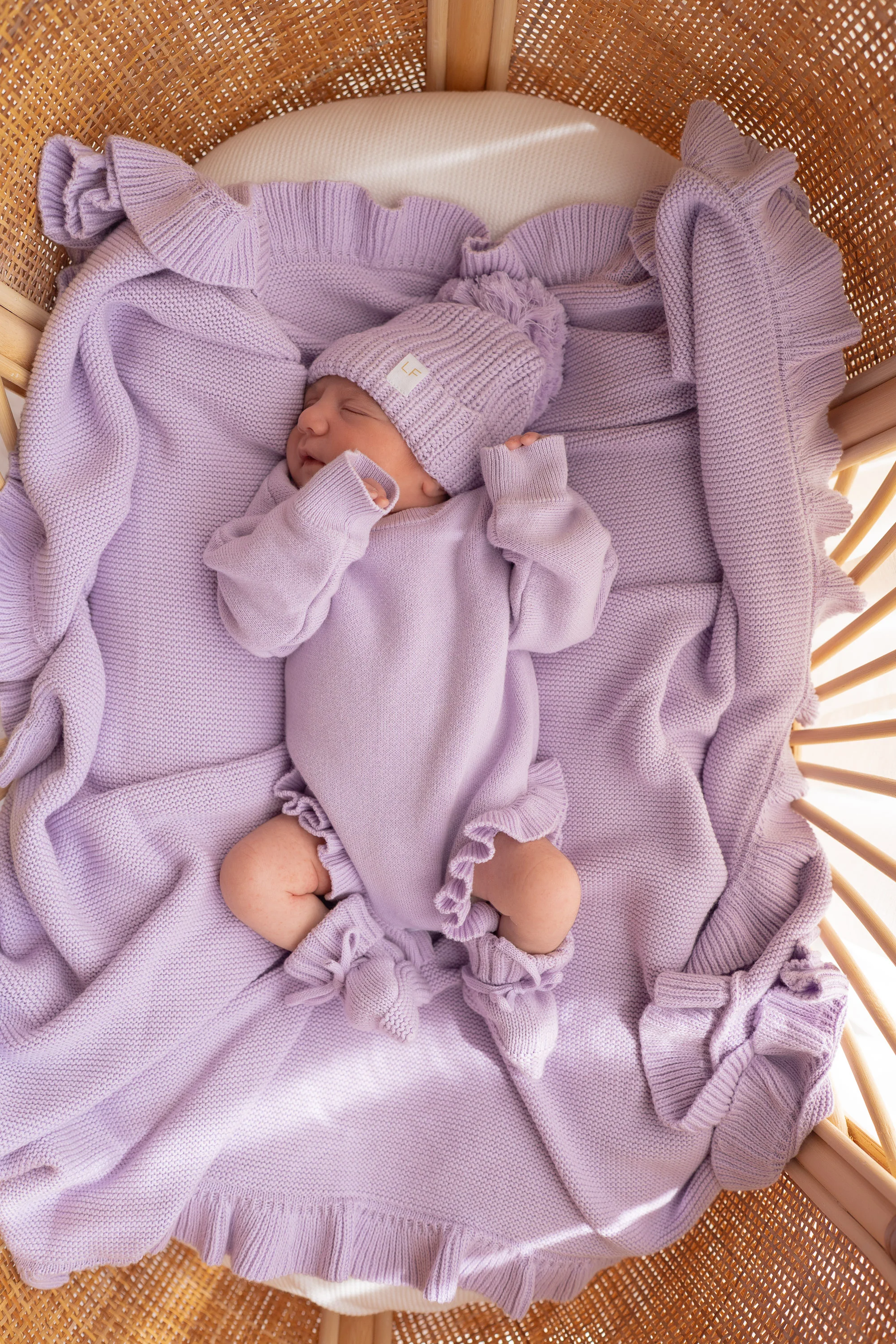 Frill Knit Blanket | Pastel Lilac - Image 3