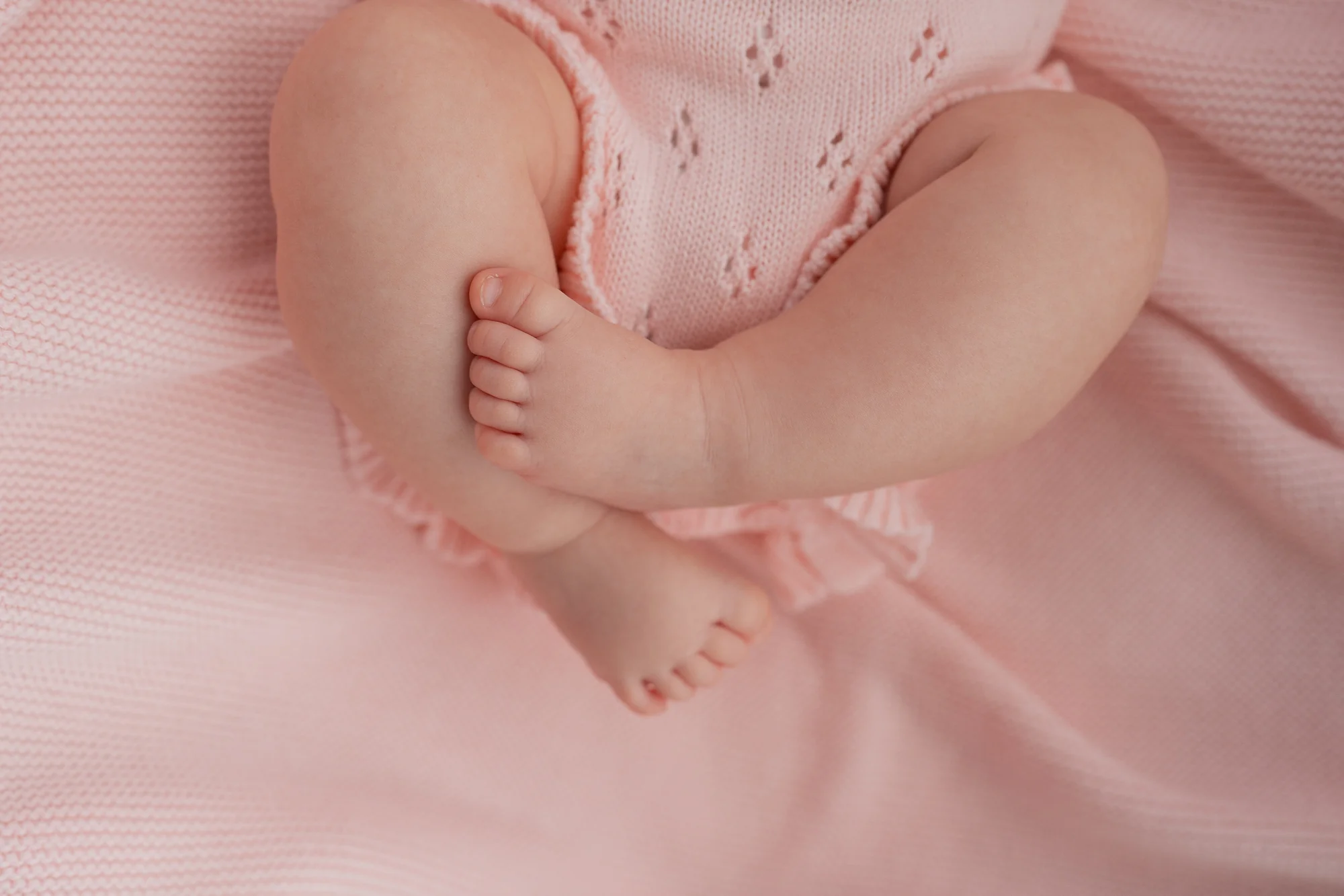 Frill Knit Pointelle Romper | Baby Pink - Image 6