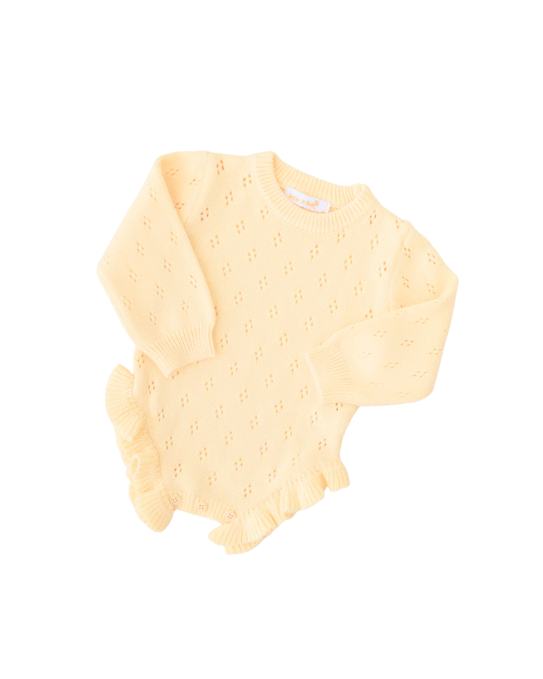 Frill Knit Pointelle Romper | Lemon - Image 11