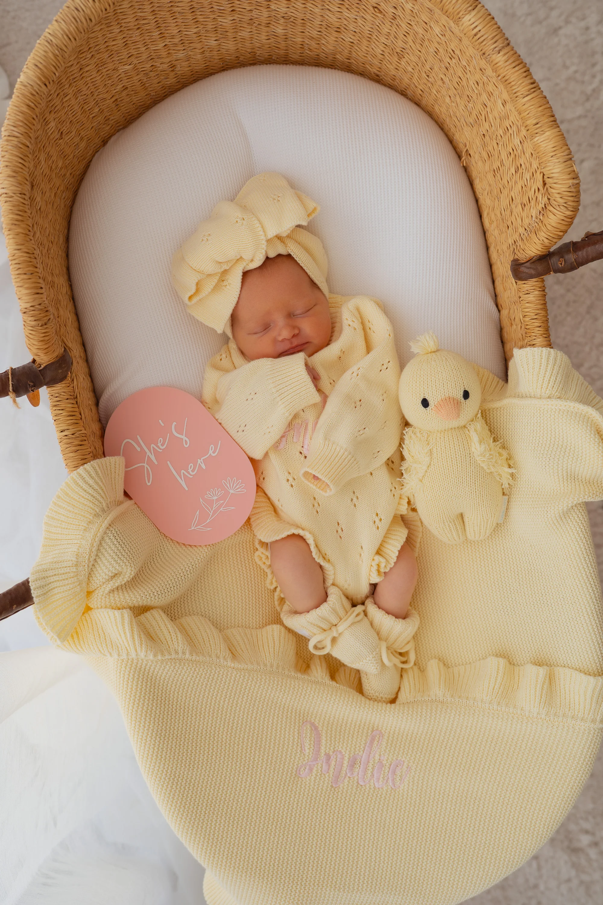 Frill Knit Pointelle Romper | Lemon - Image 5