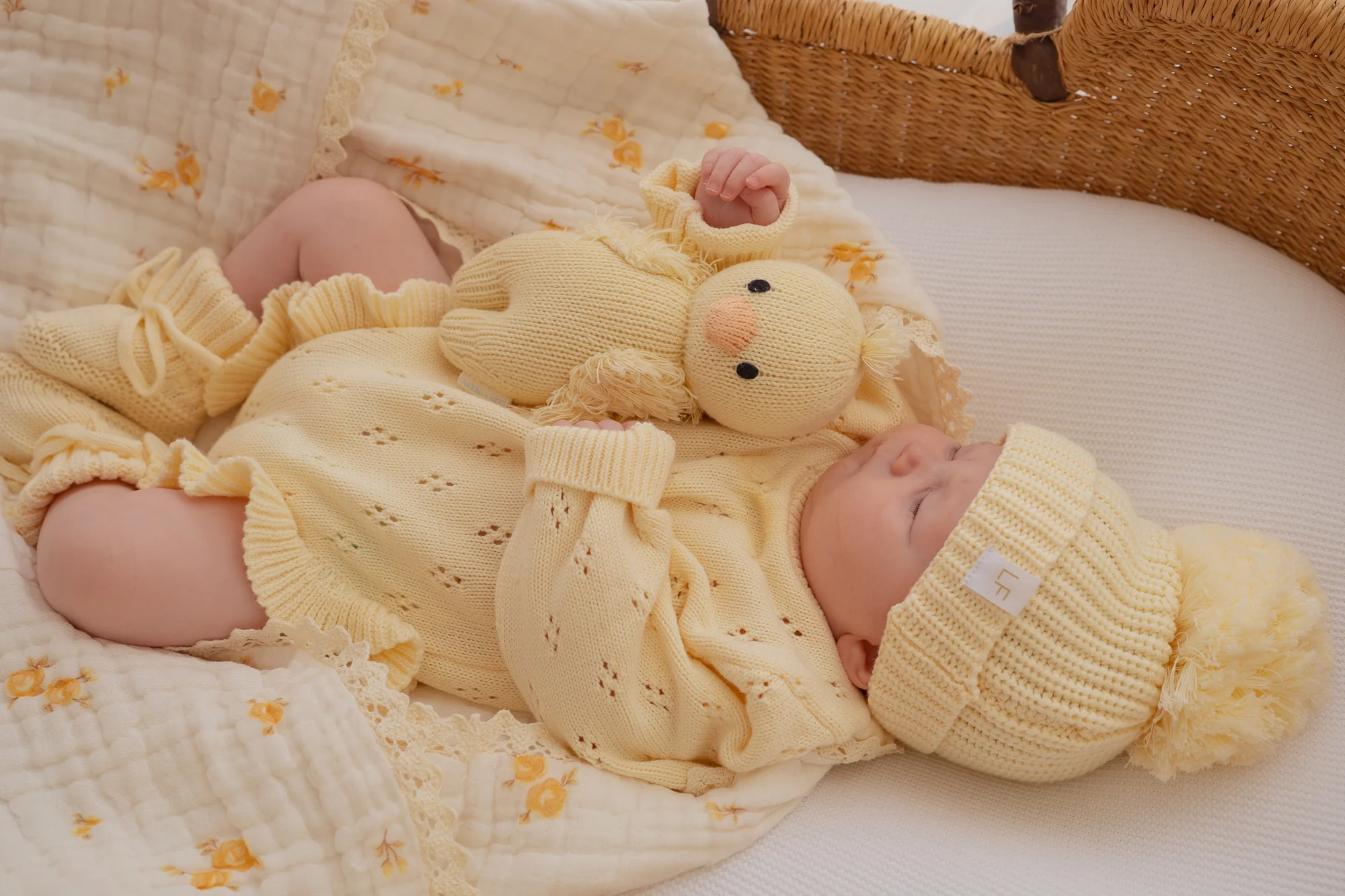 Frill Knit Pointelle Romper | Lemon - Image 6