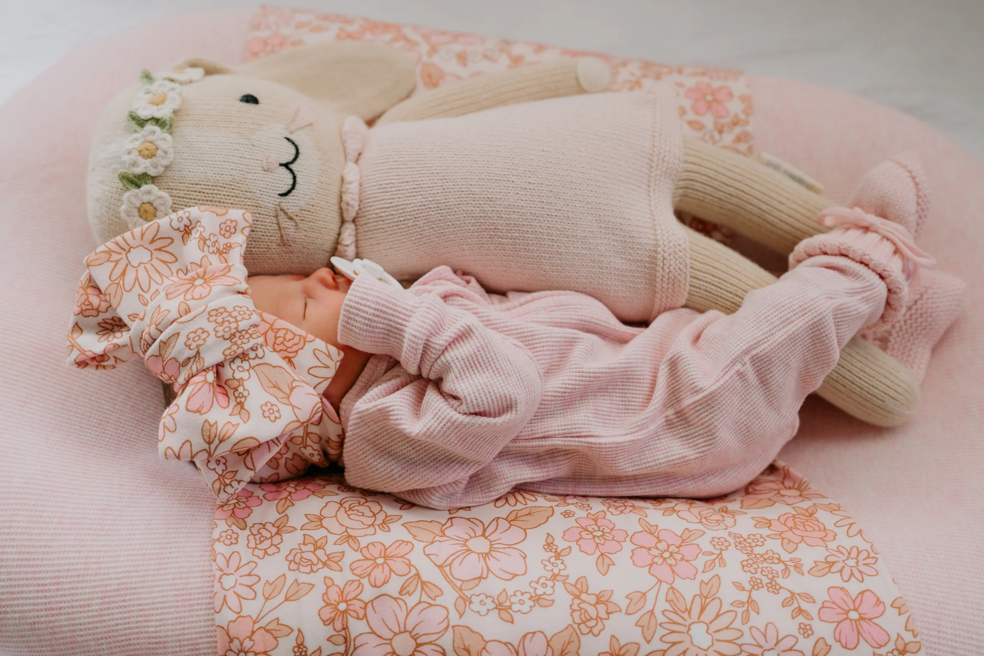 Frill Zip Romper | Baby Pink Marle Waffle - Image 8