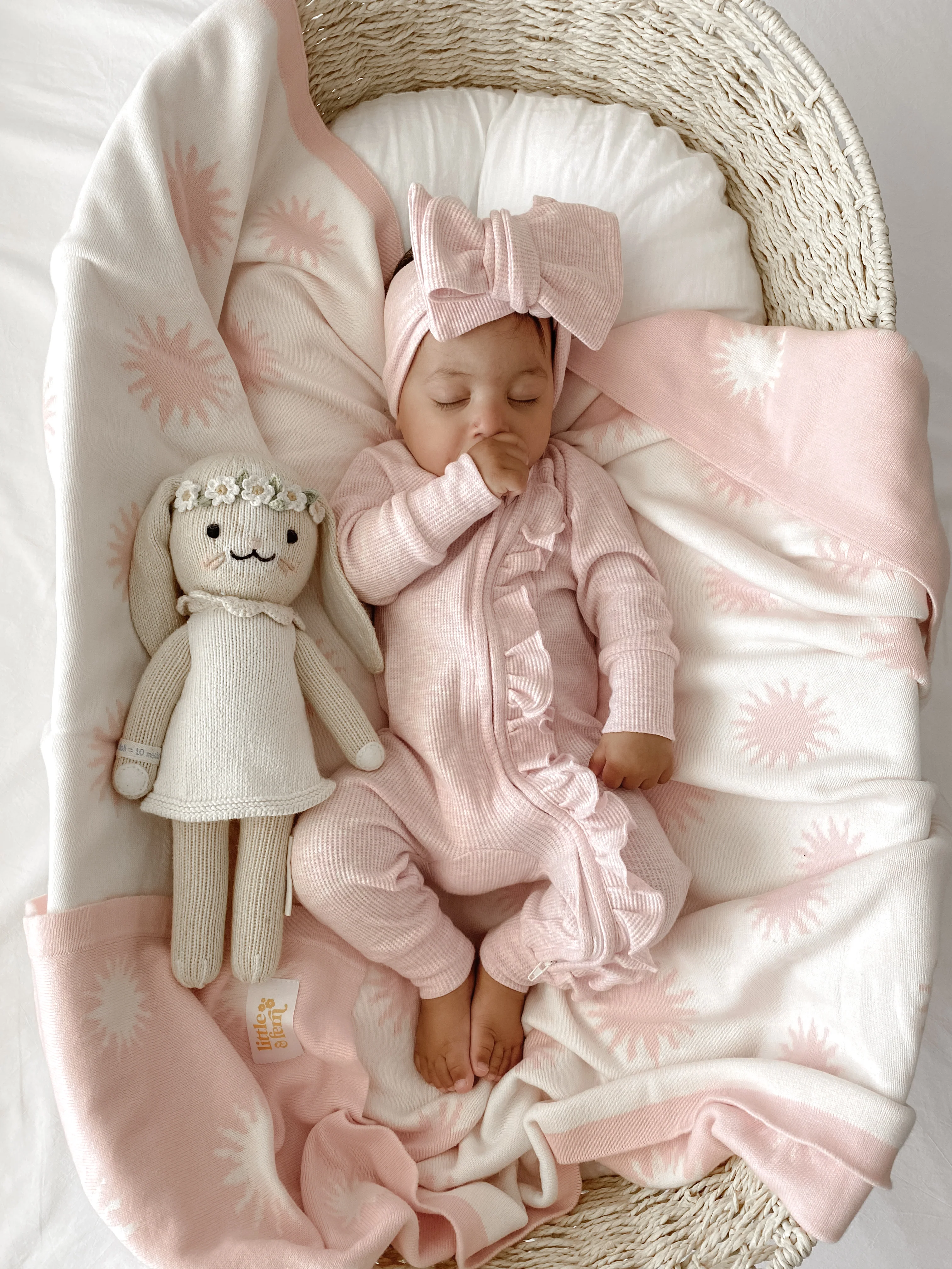 Frill Zip Romper | Baby Pink Marle Waffle - Image 9
