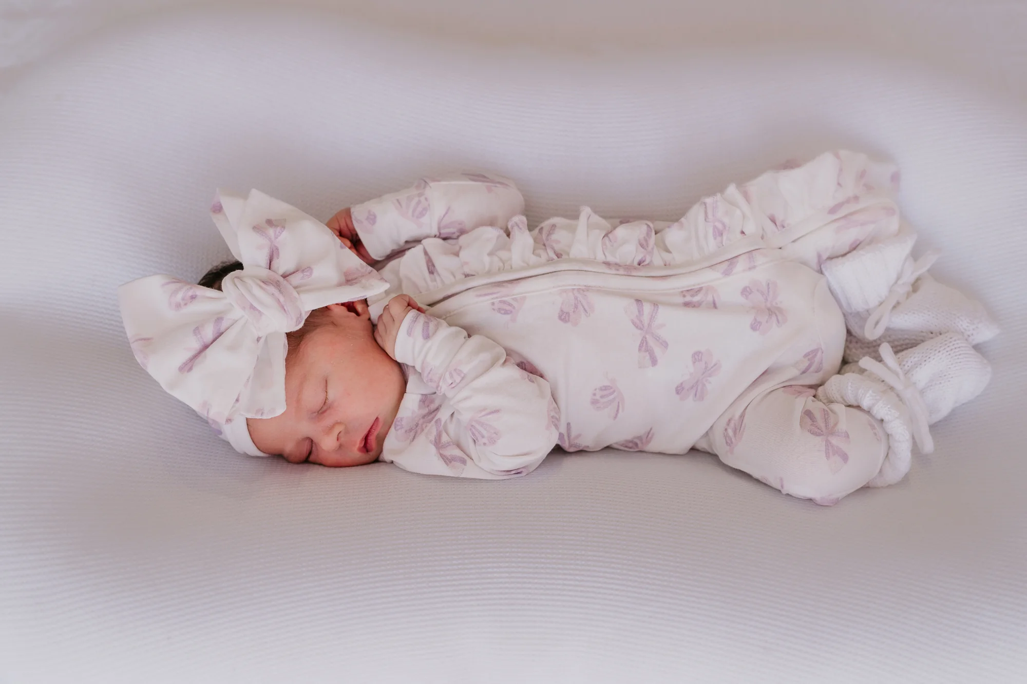 Frill Zip Romper | Lilac Butterflies - Image 3