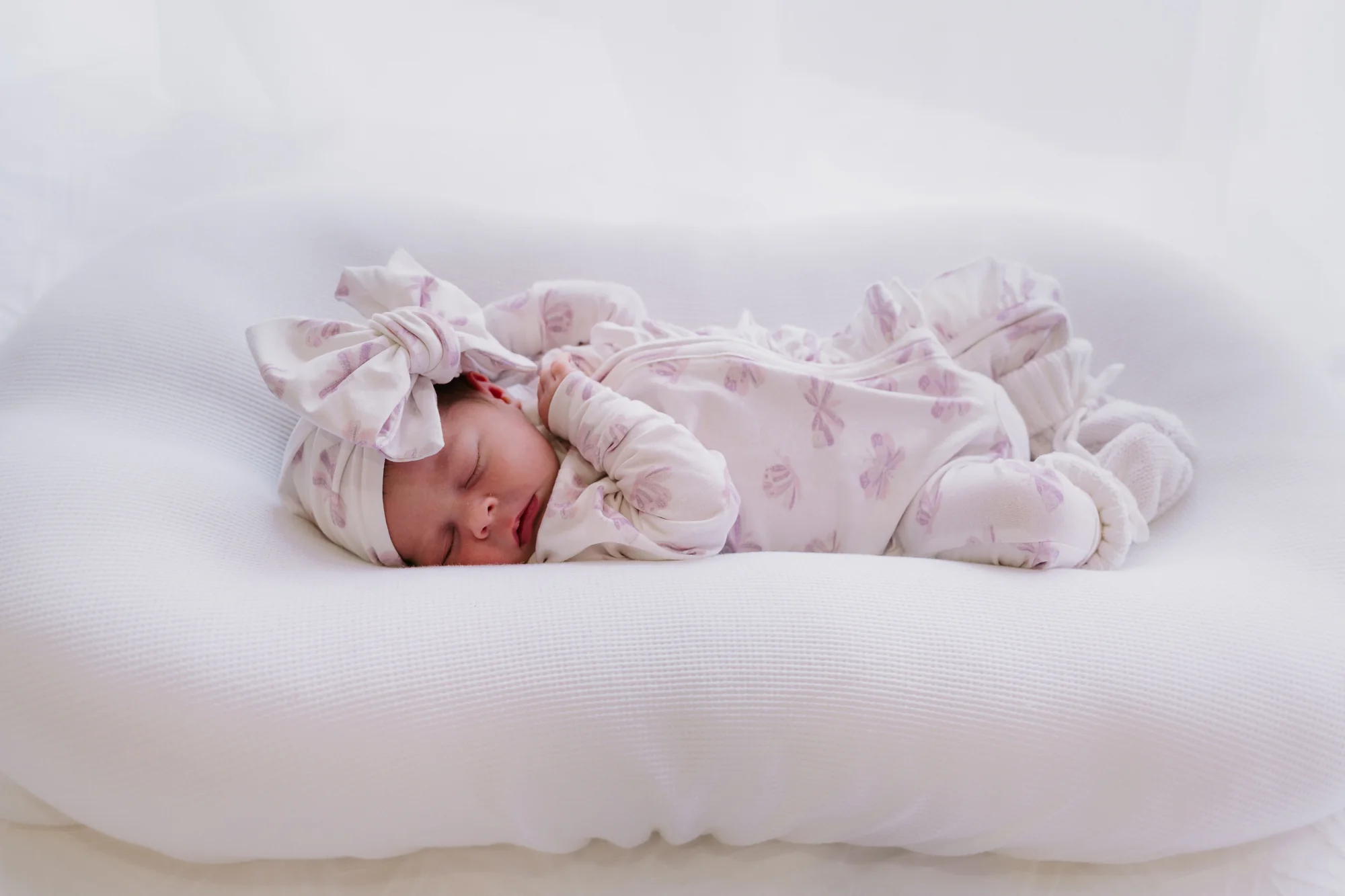 Frill Zip Romper | Lilac Butterflies - Image 6