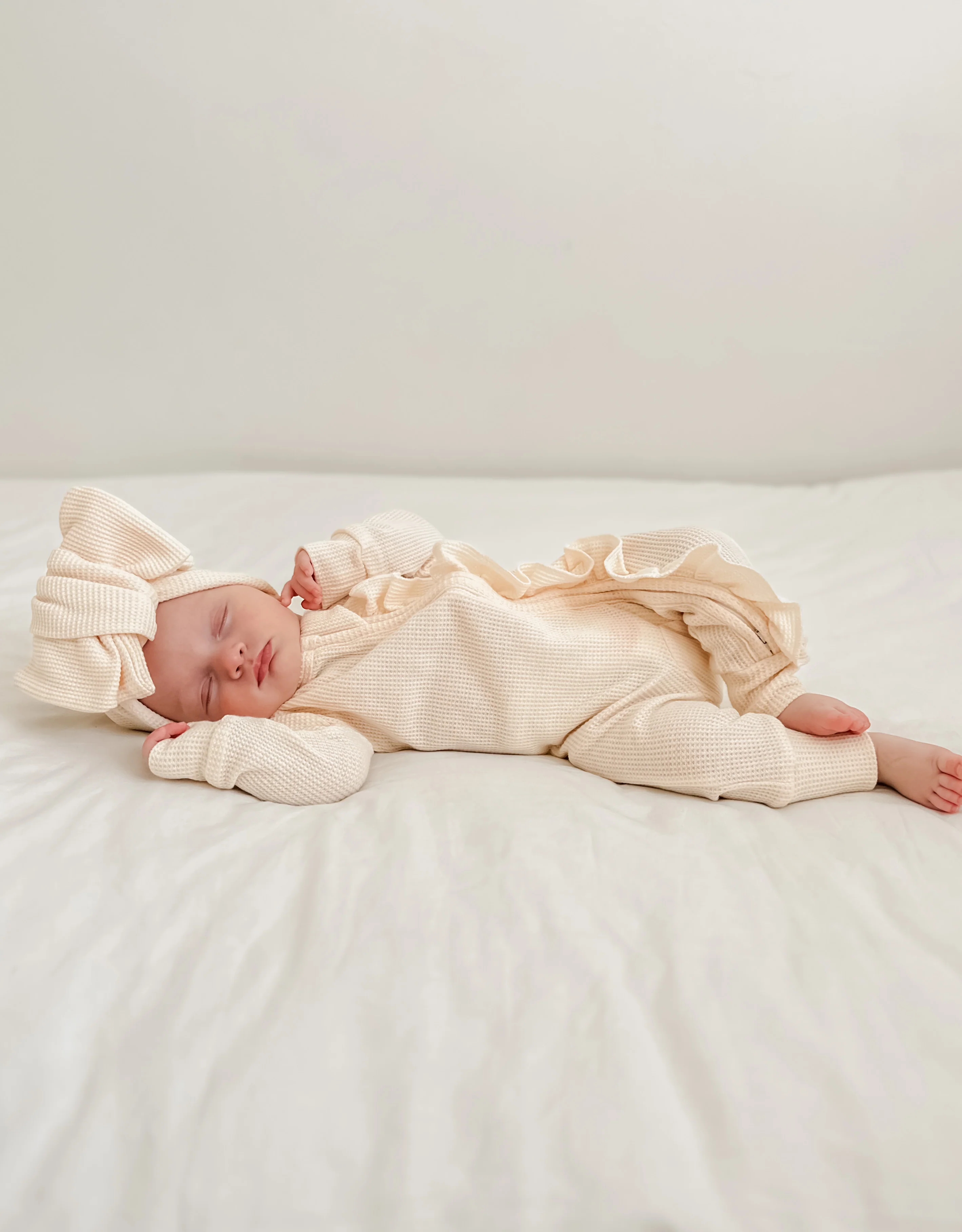 Frill Zip Romper | Cream Waffle - Image 4