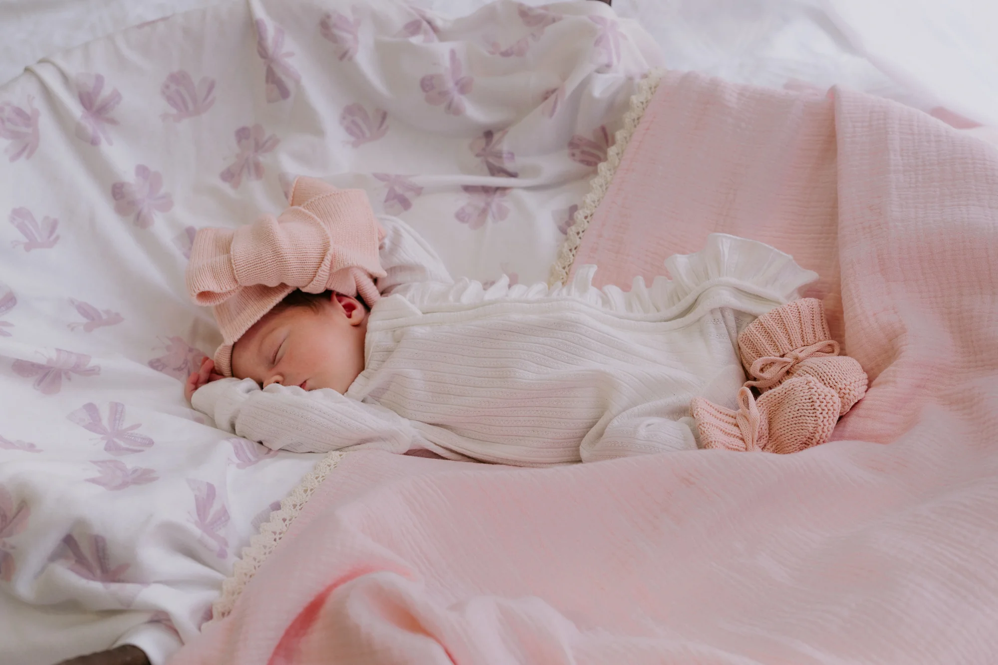 Frill Zip Romper | Milk Rib Pointelle - Image 3