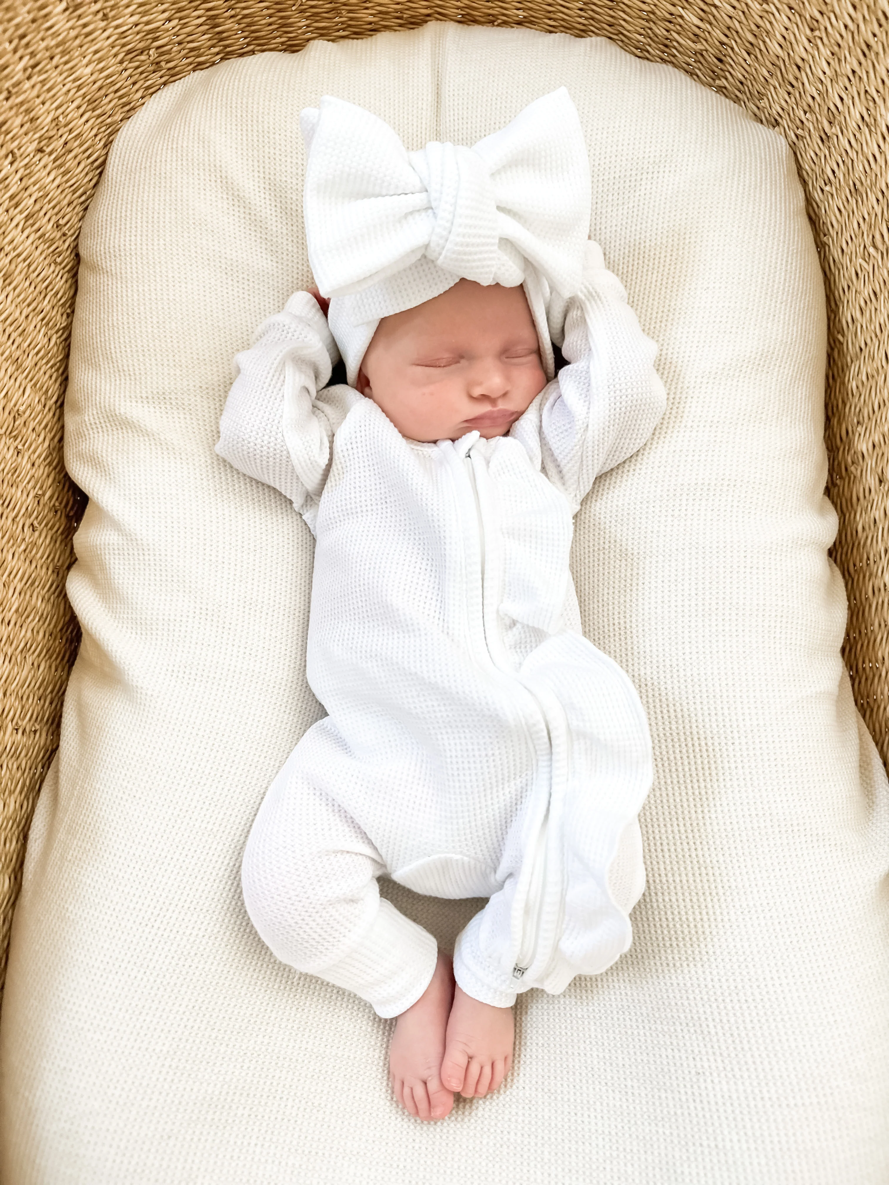 Frill Zip Romper | Milk Waffle - Image 10