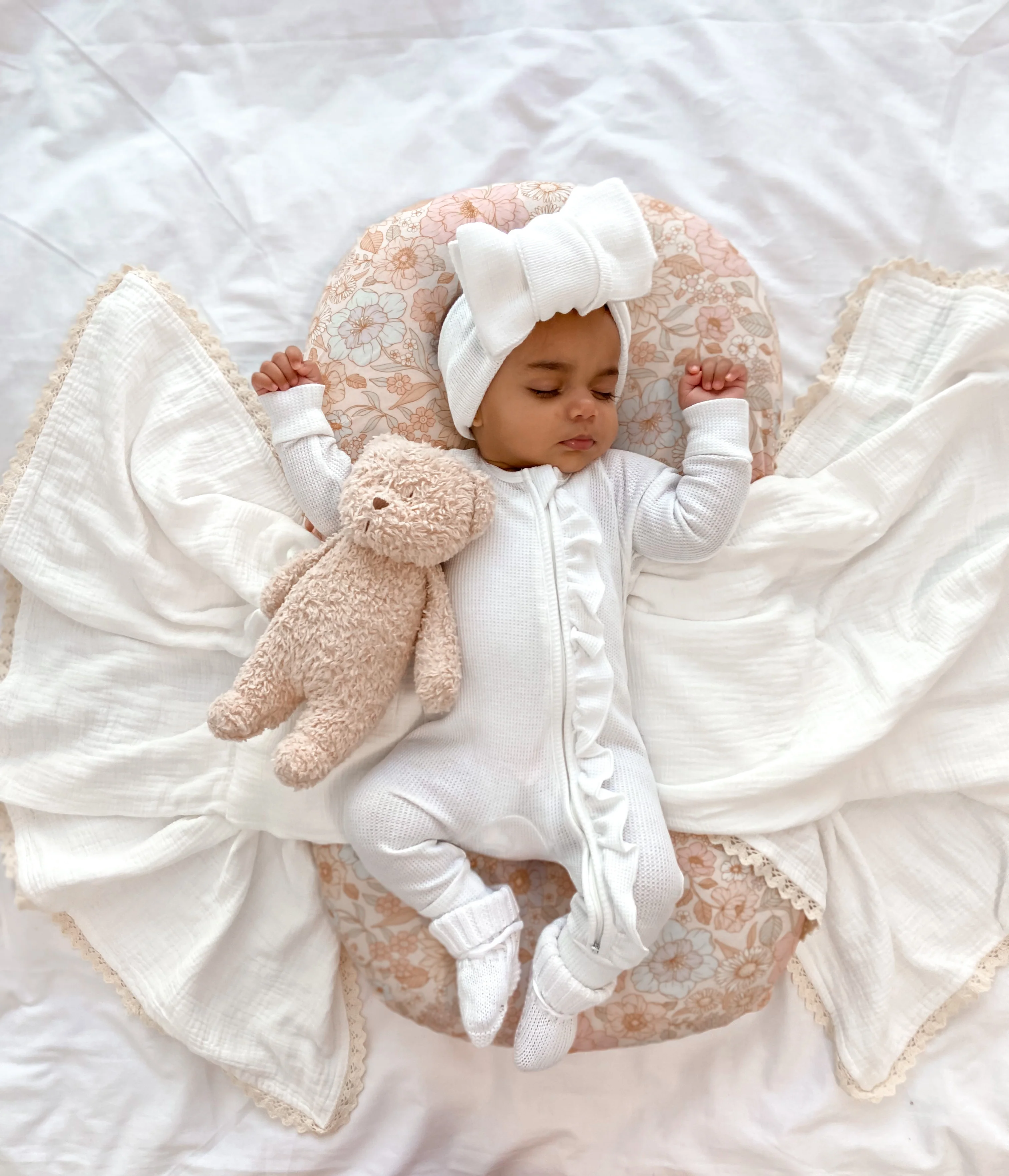 Frill Zip Romper | Milk Waffle - Image 3