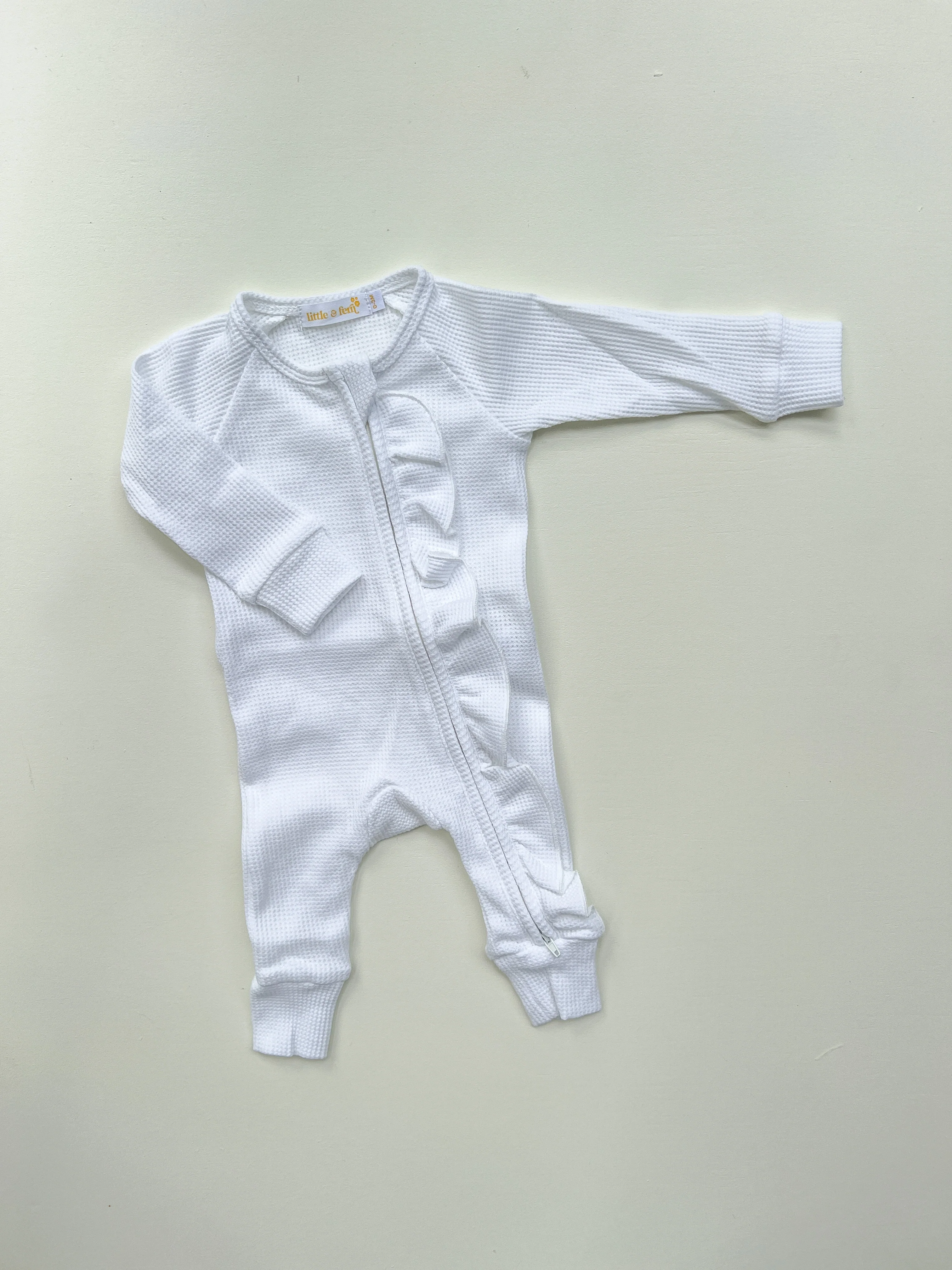Frill Zip Romper | Milk Waffle - Image 8