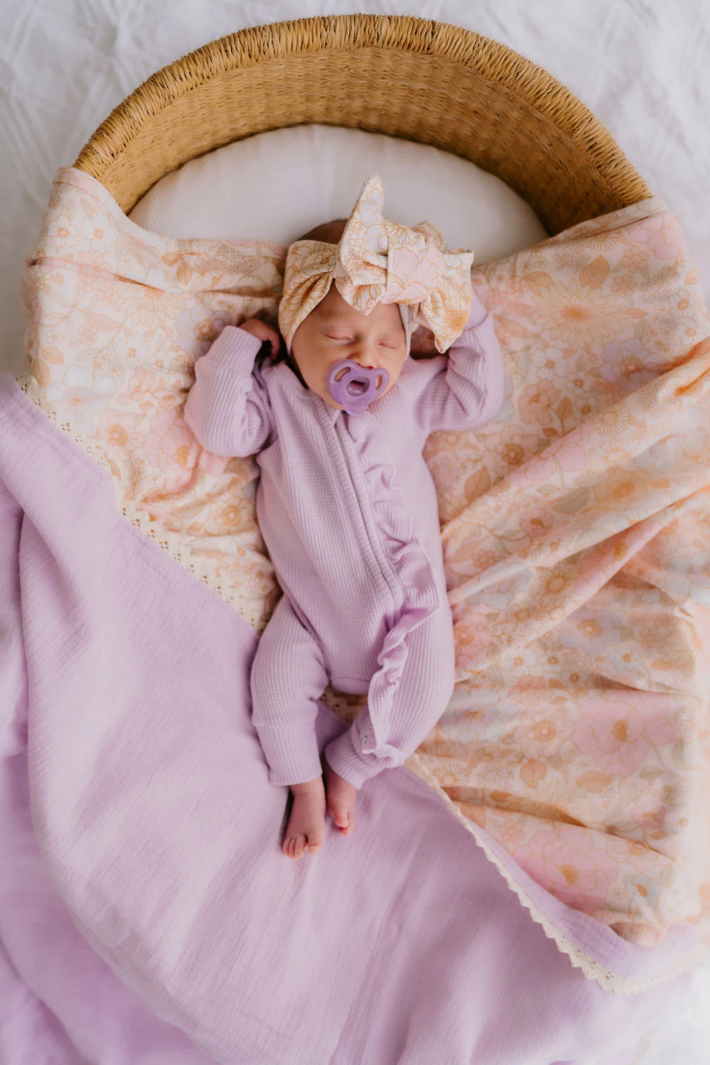 Frill Zip Romper | Pastel Lilac Waffle - Image 4