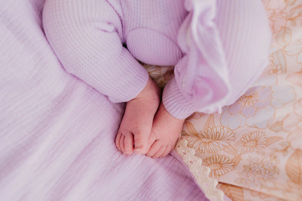 Frill Zip Romper | Pastel Lilac Waffle - Image 5