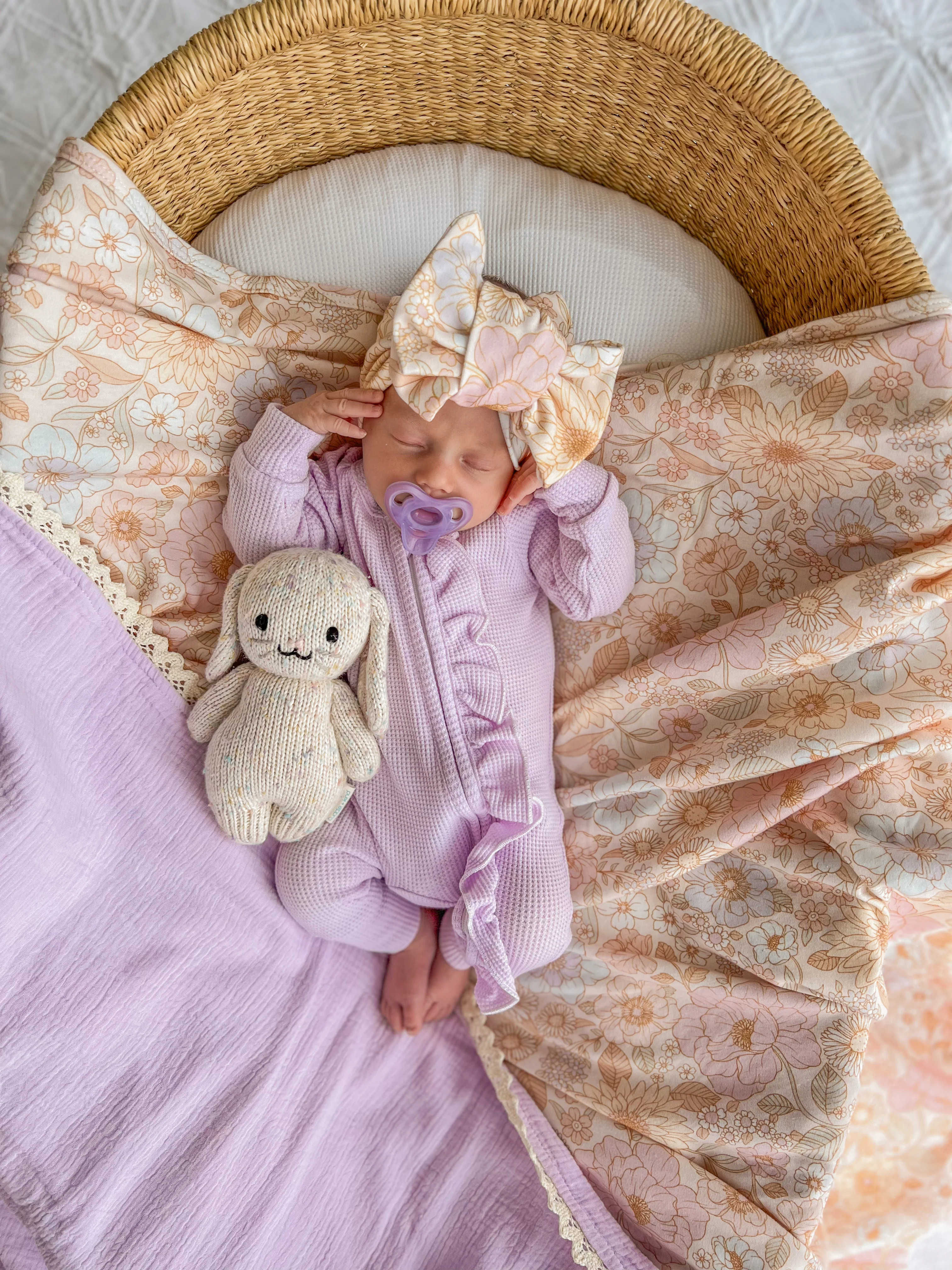 Frill Zip Romper | Pastel Lilac Waffle - Image 6