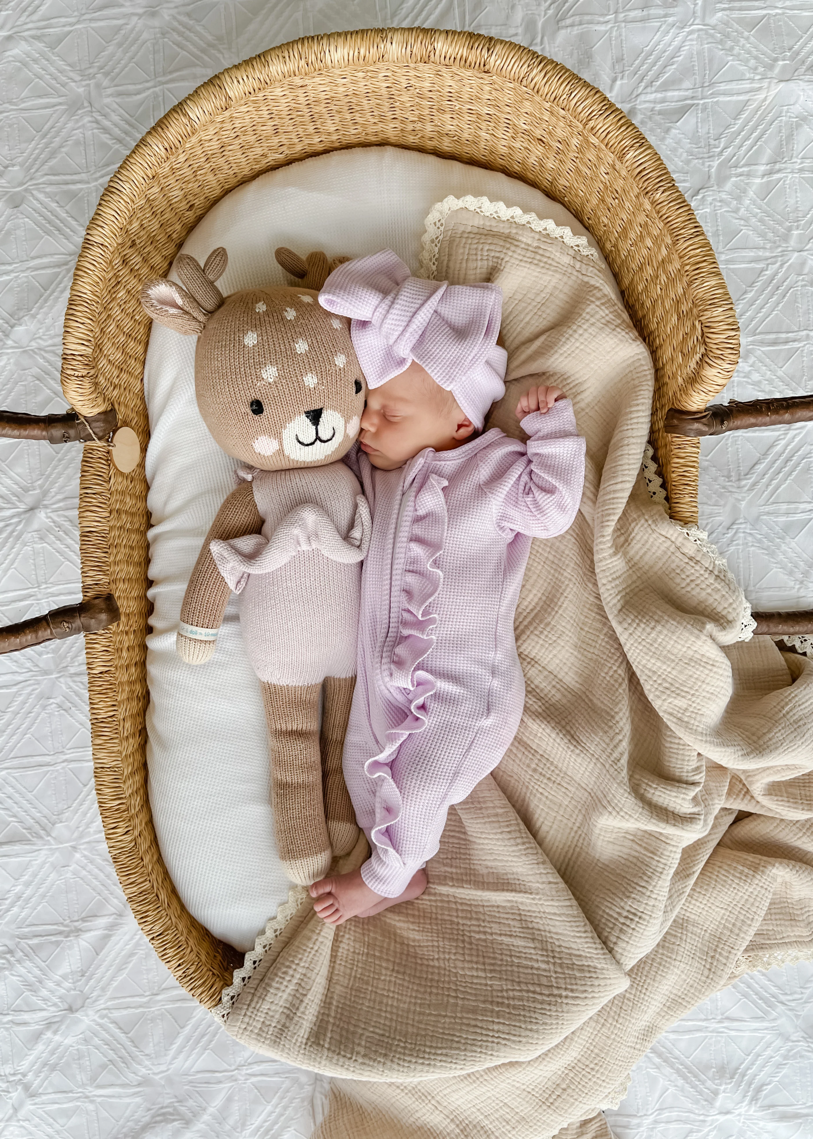 Frill Zip Romper | Pastel Lilac Waffle - Image 7