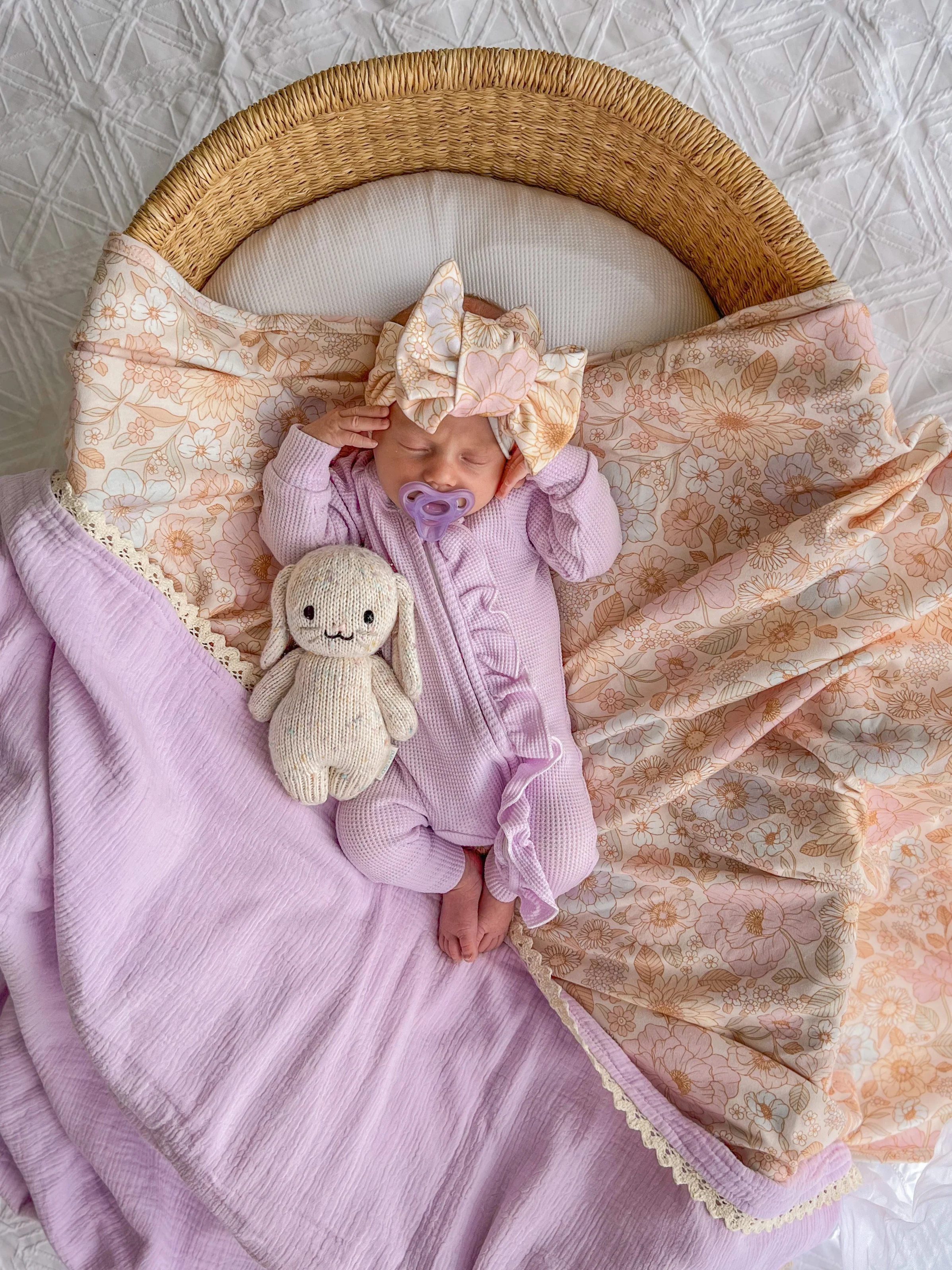 Frill Zip Romper | Pastel Lilac Waffle - Image 8