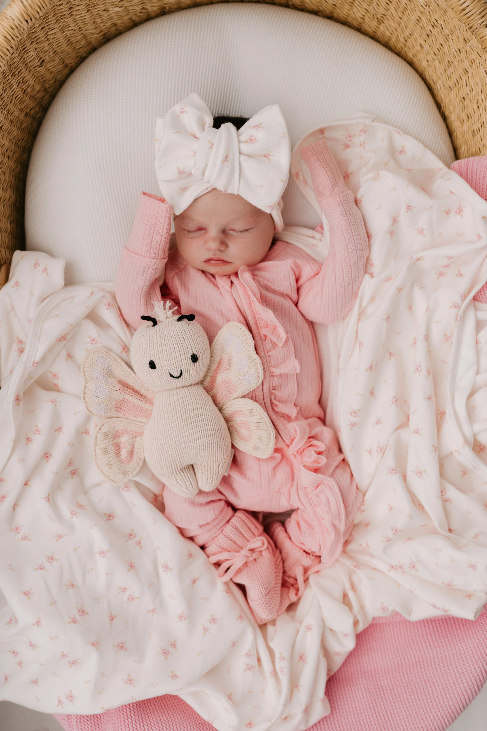 Frill Zip Romper | Peony Rib Pointelle - Image 9