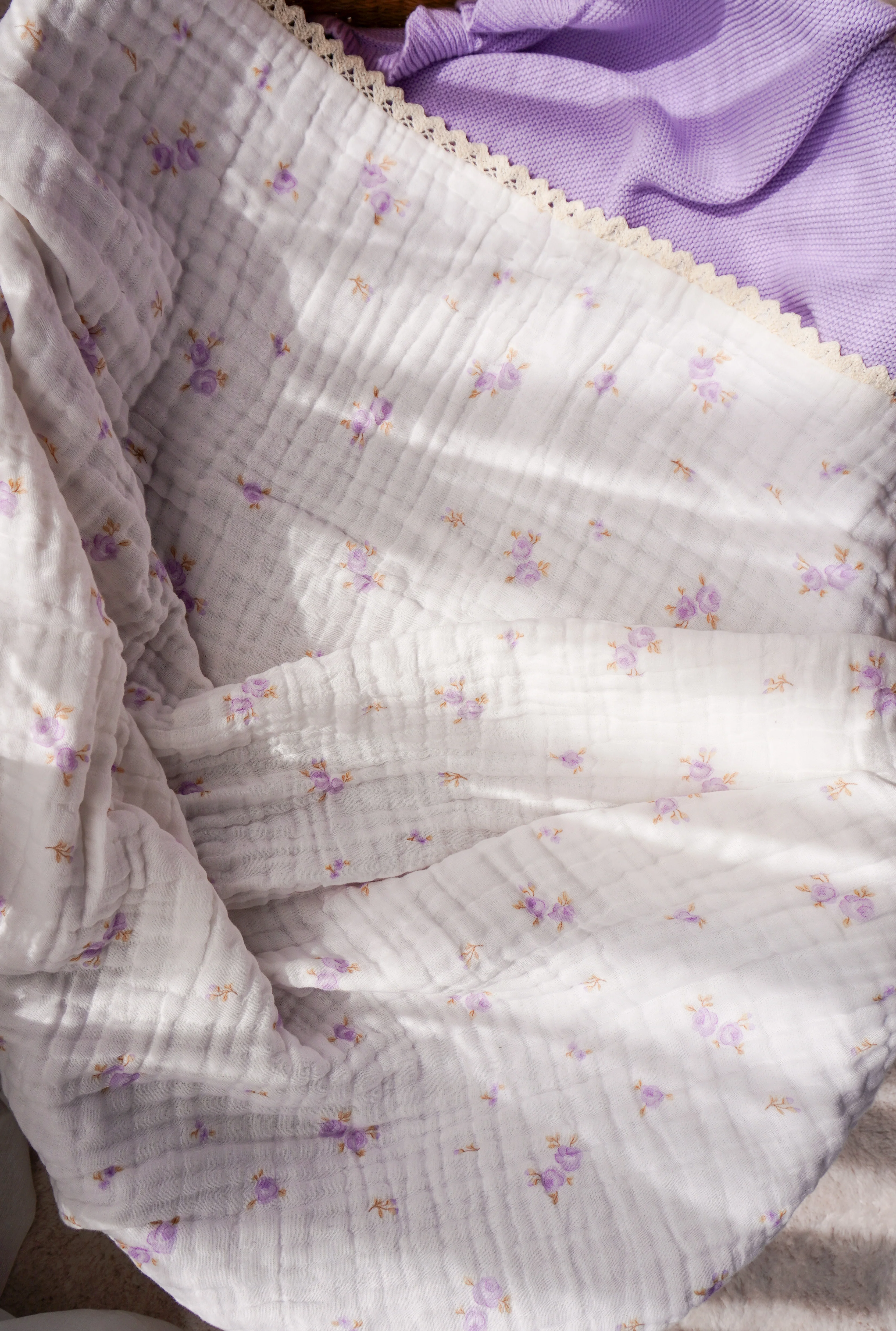 Gauze Lace Blanket | Lilac Floral - Image 11