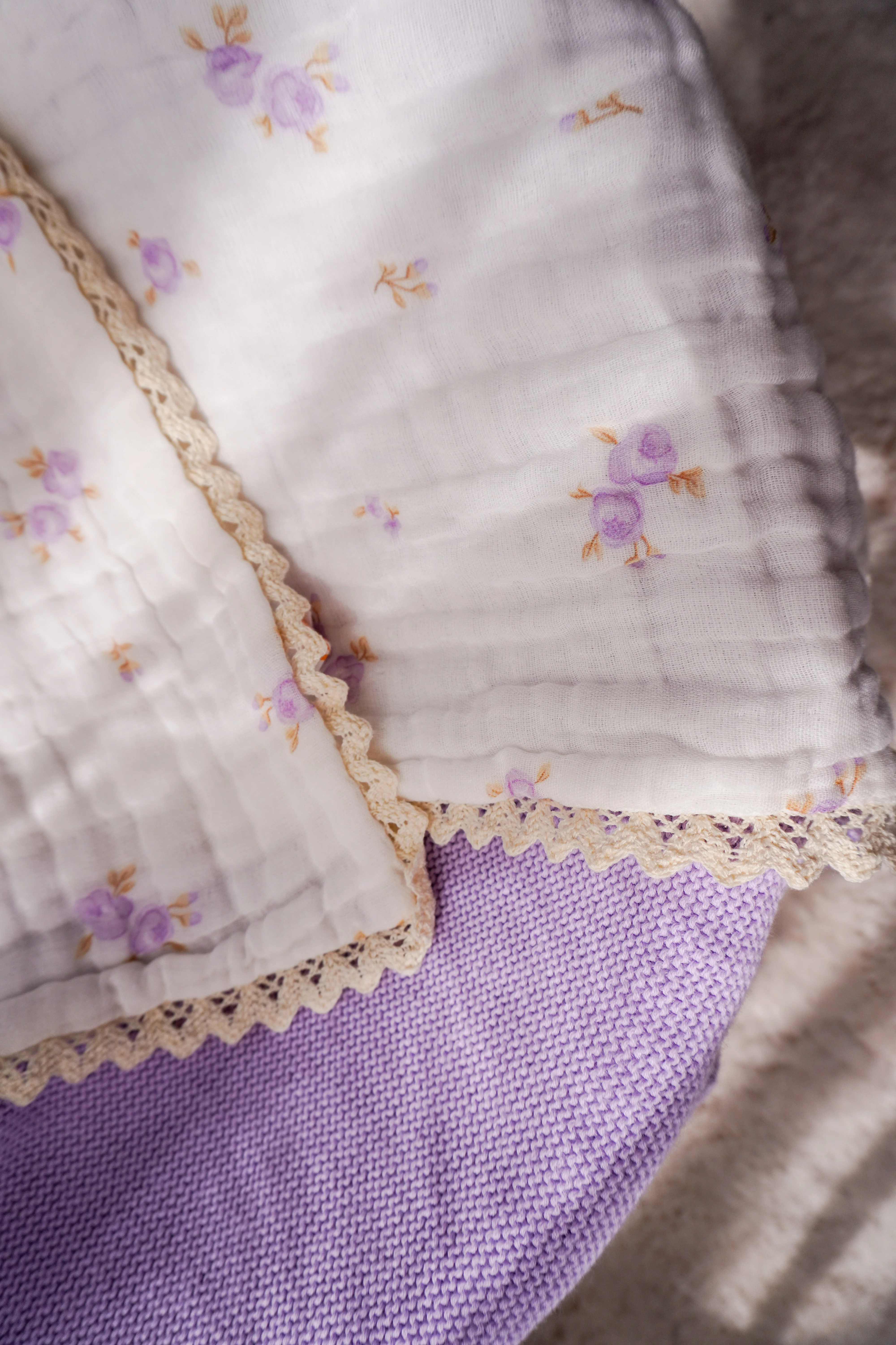 Gauze Lace Blanket | Lilac Floral - Image 12