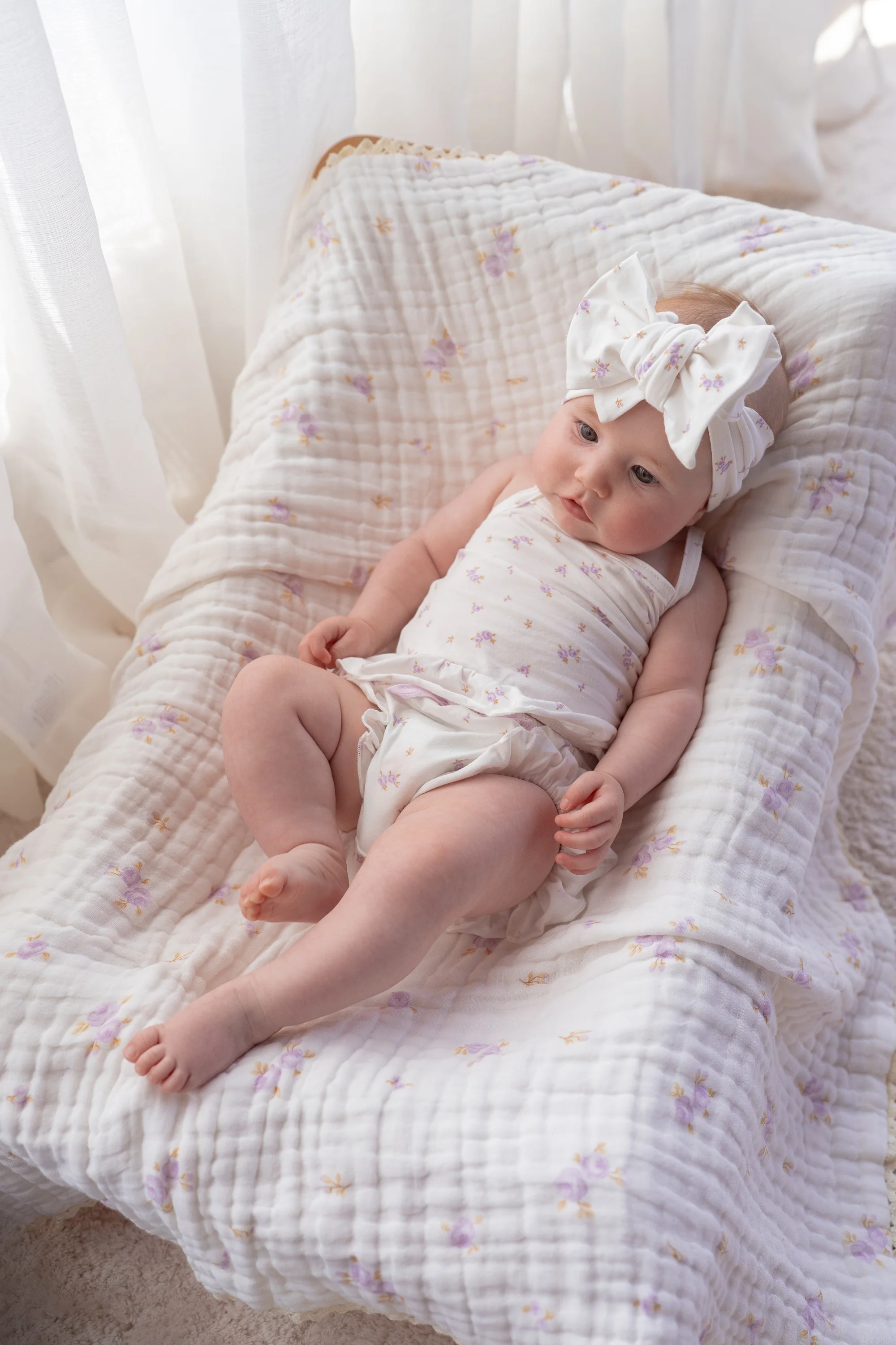 Gauze Lace Blanket | Lilac Floral - Image 9