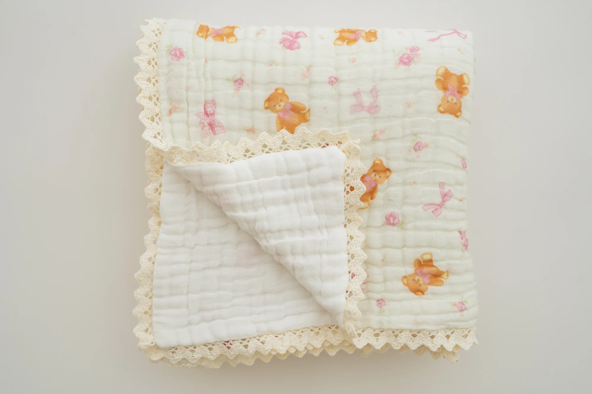 Gauze Lace Blanket | Pink Teddies - Image 5