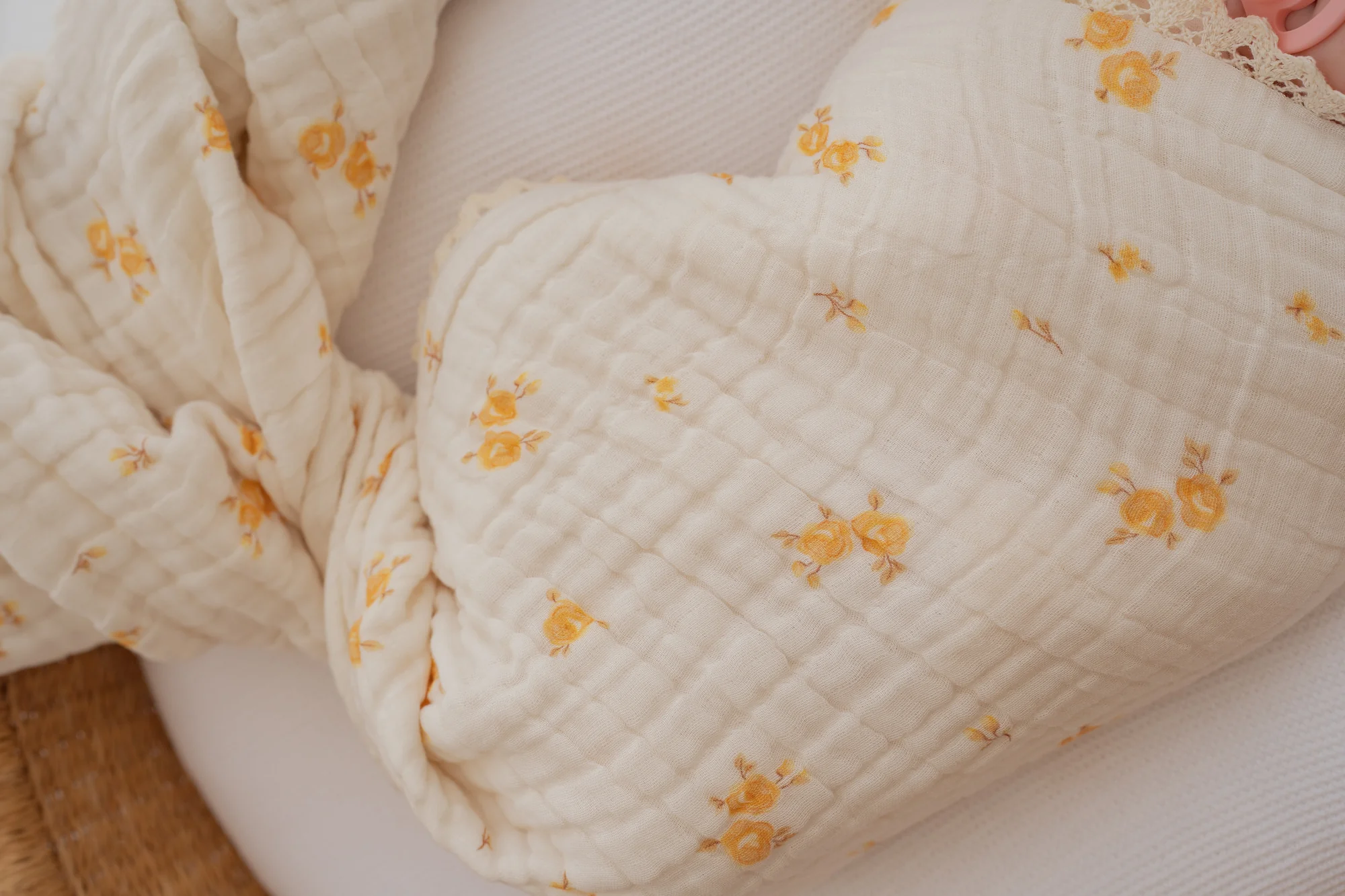 Gauze Lace Blanket | Yellow Tiny Floral - Image 10