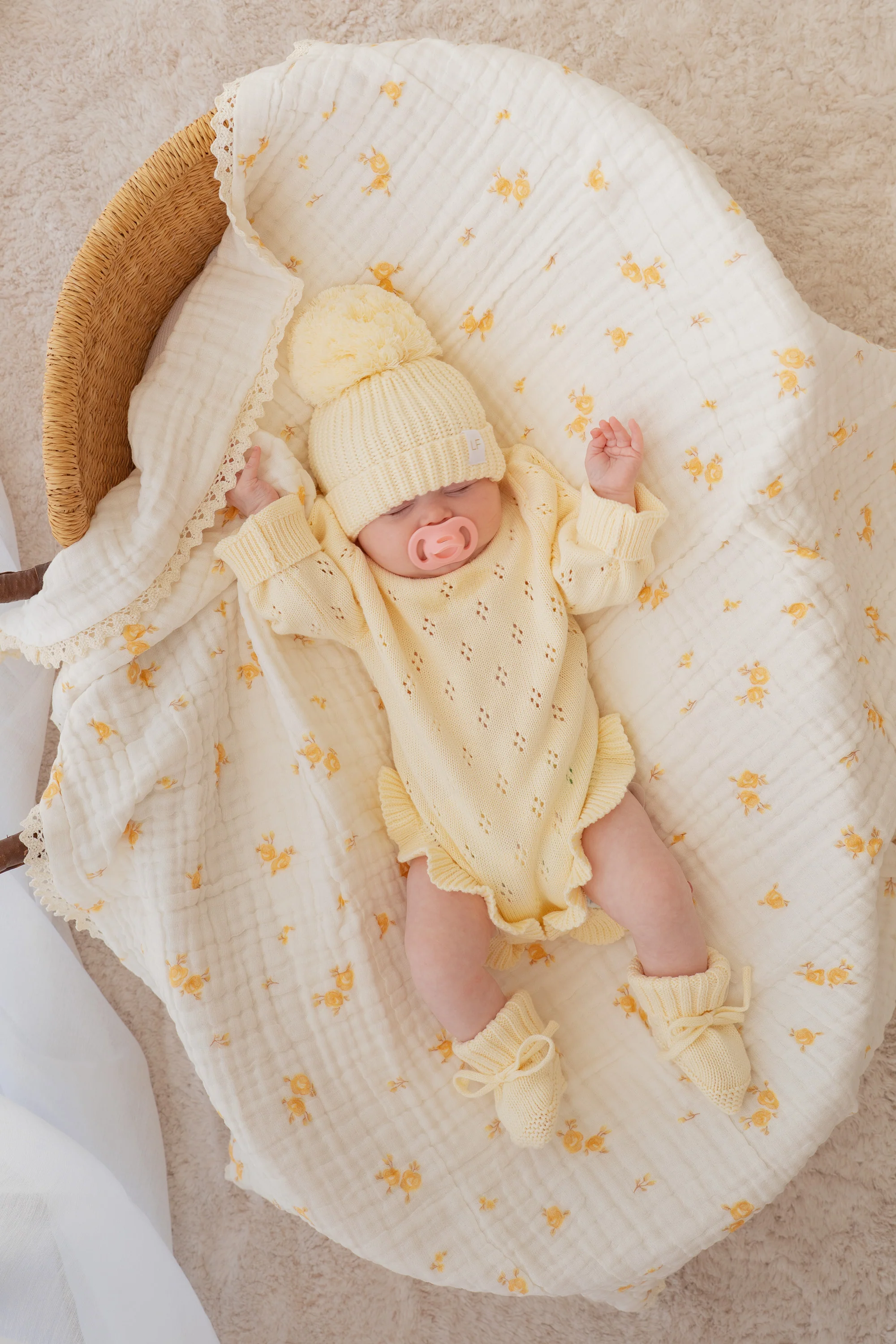 Gauze Lace Blanket | Yellow Tiny Floral - Image 4