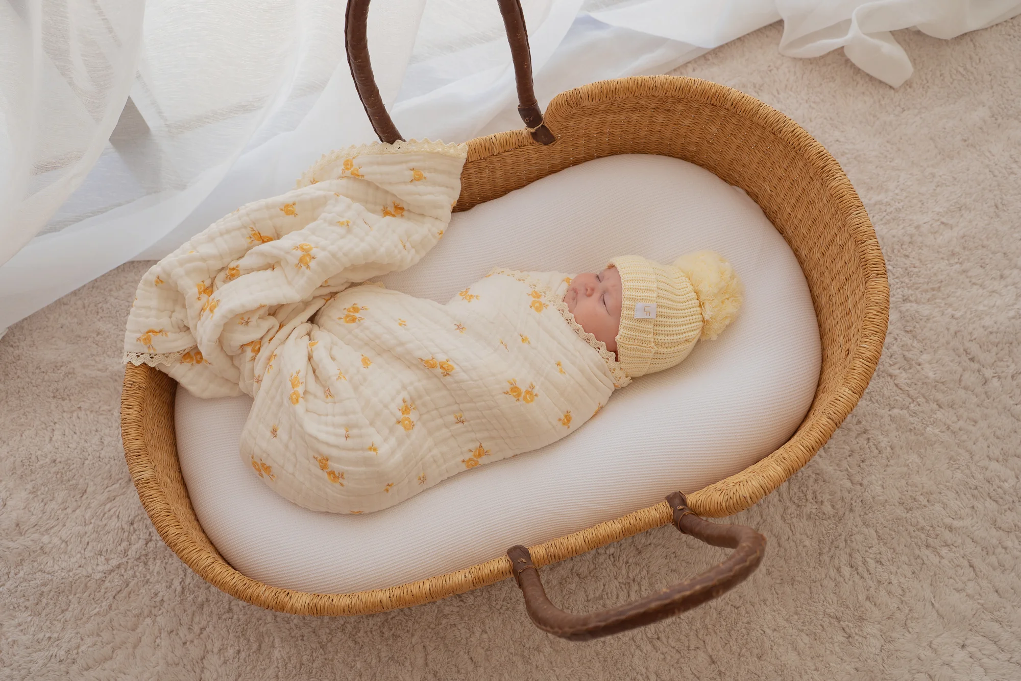 Gauze Lace Blanket | Yellow Tiny Floral - Image 6