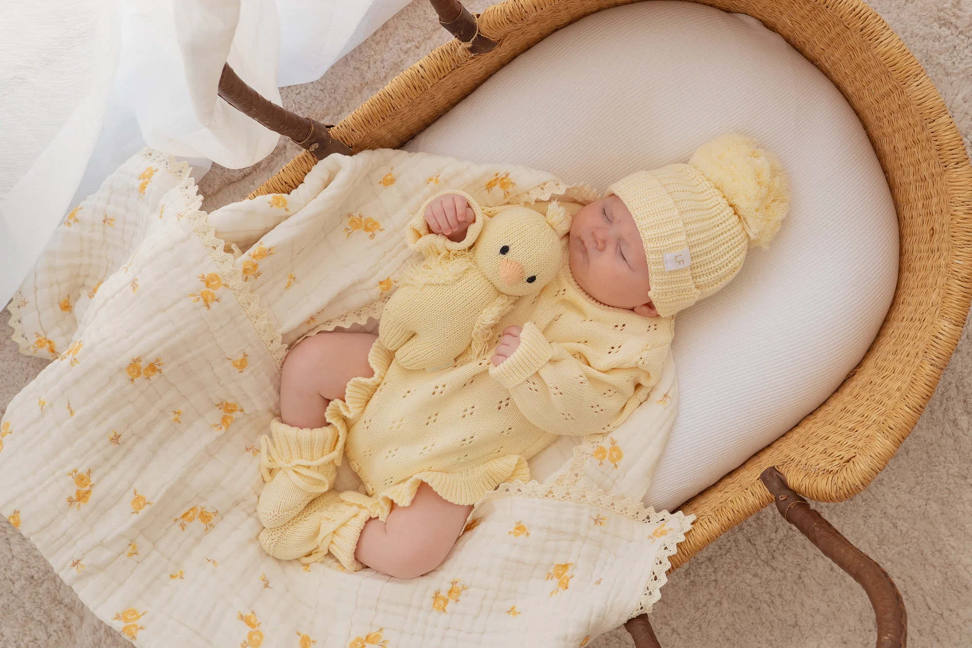 Gauze Lace Blanket | Yellow Tiny Floral - Image 7