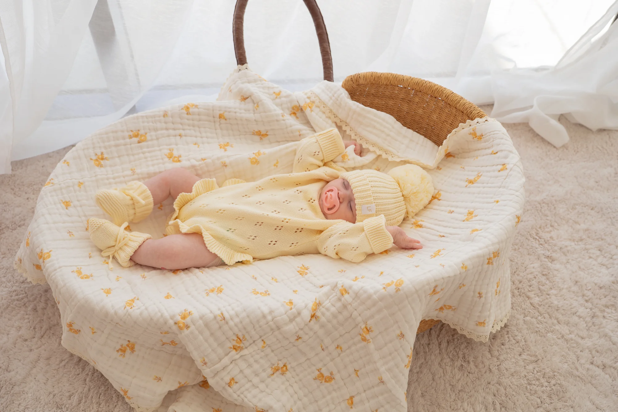 Gauze Lace Blanket | Yellow Tiny Floral - Image 8