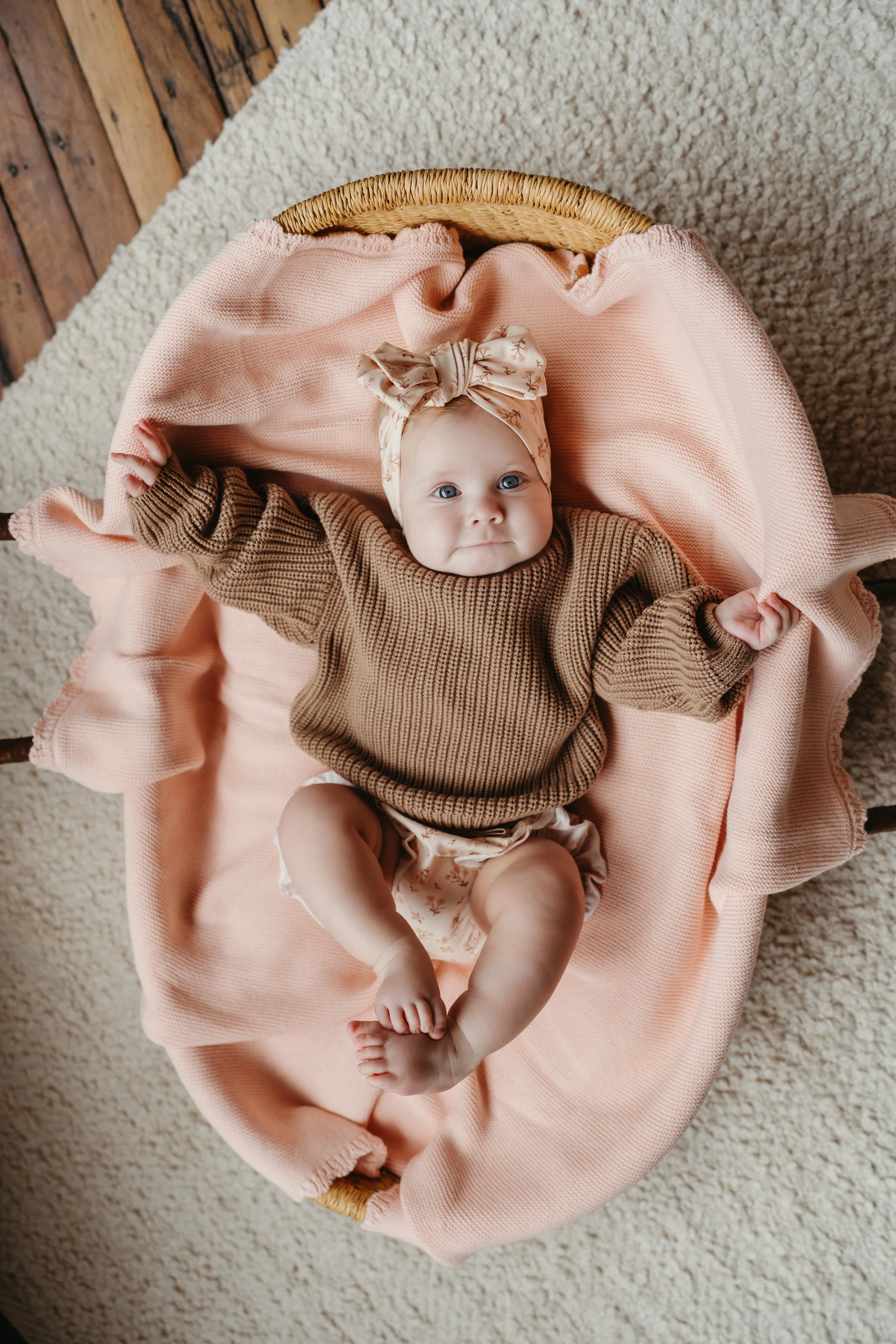 Heirloom Knit Blanket | Baby Peach - Image 3