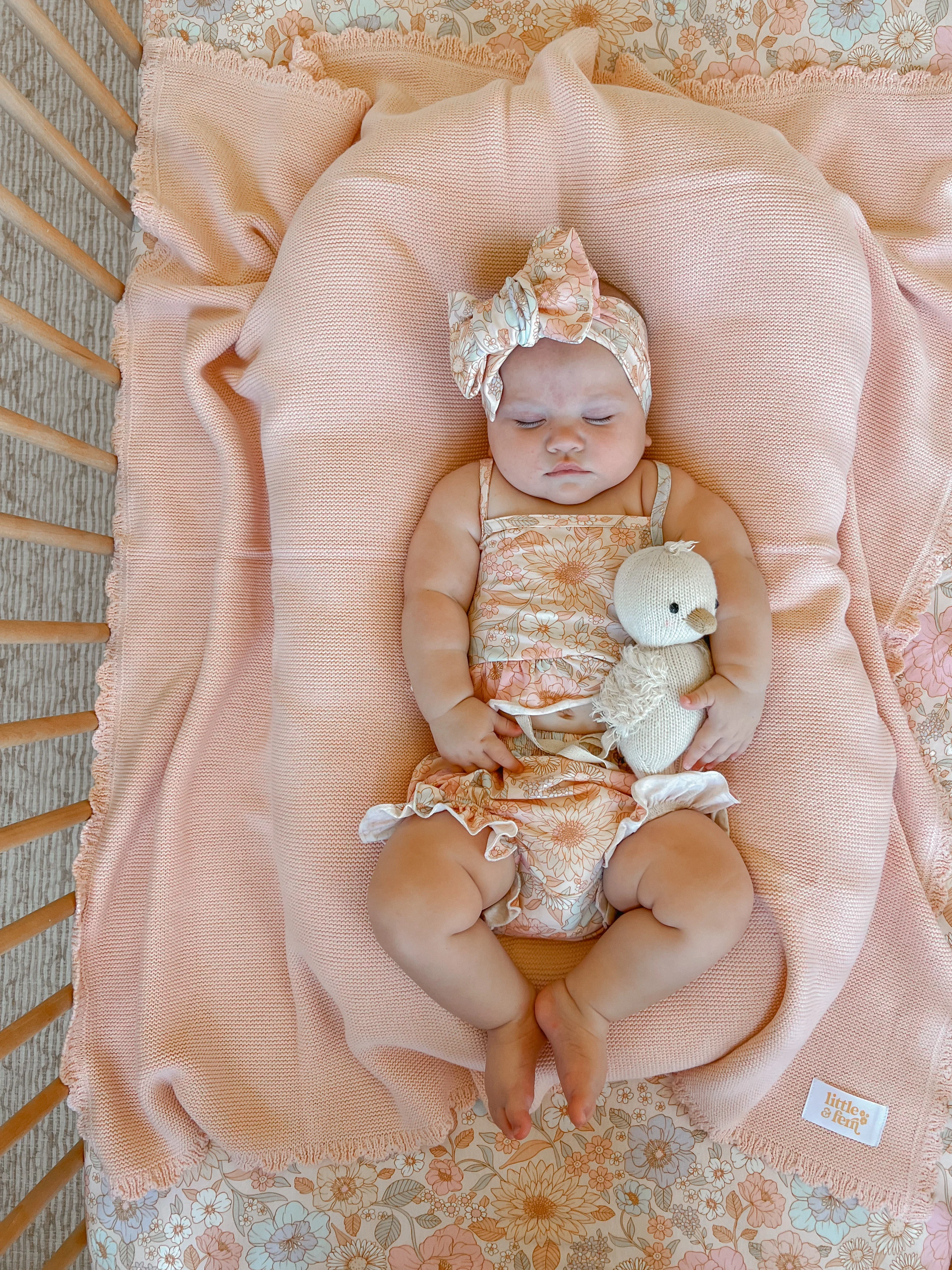 Heirloom Knit Blanket | Baby Peach - Image 4
