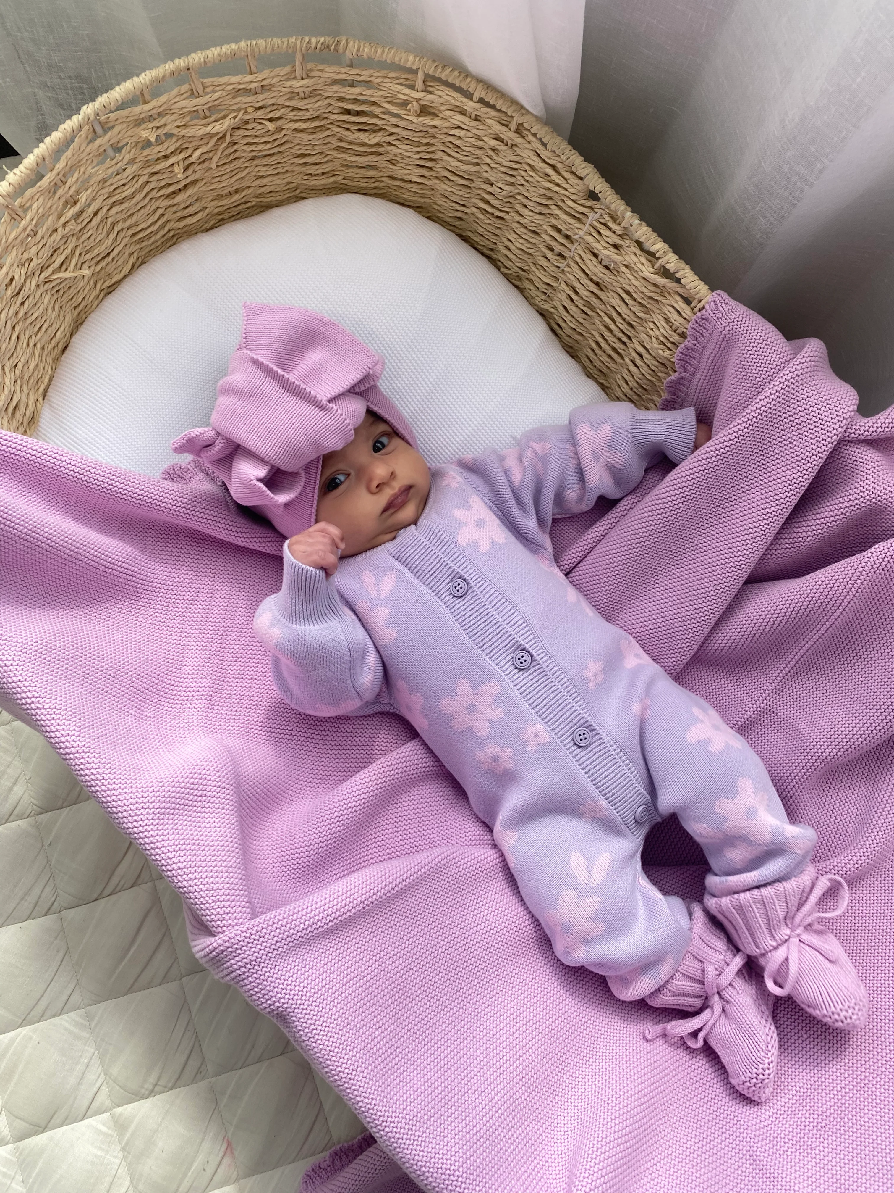 Heirloom Knit Blanket | Lilac - Image 3