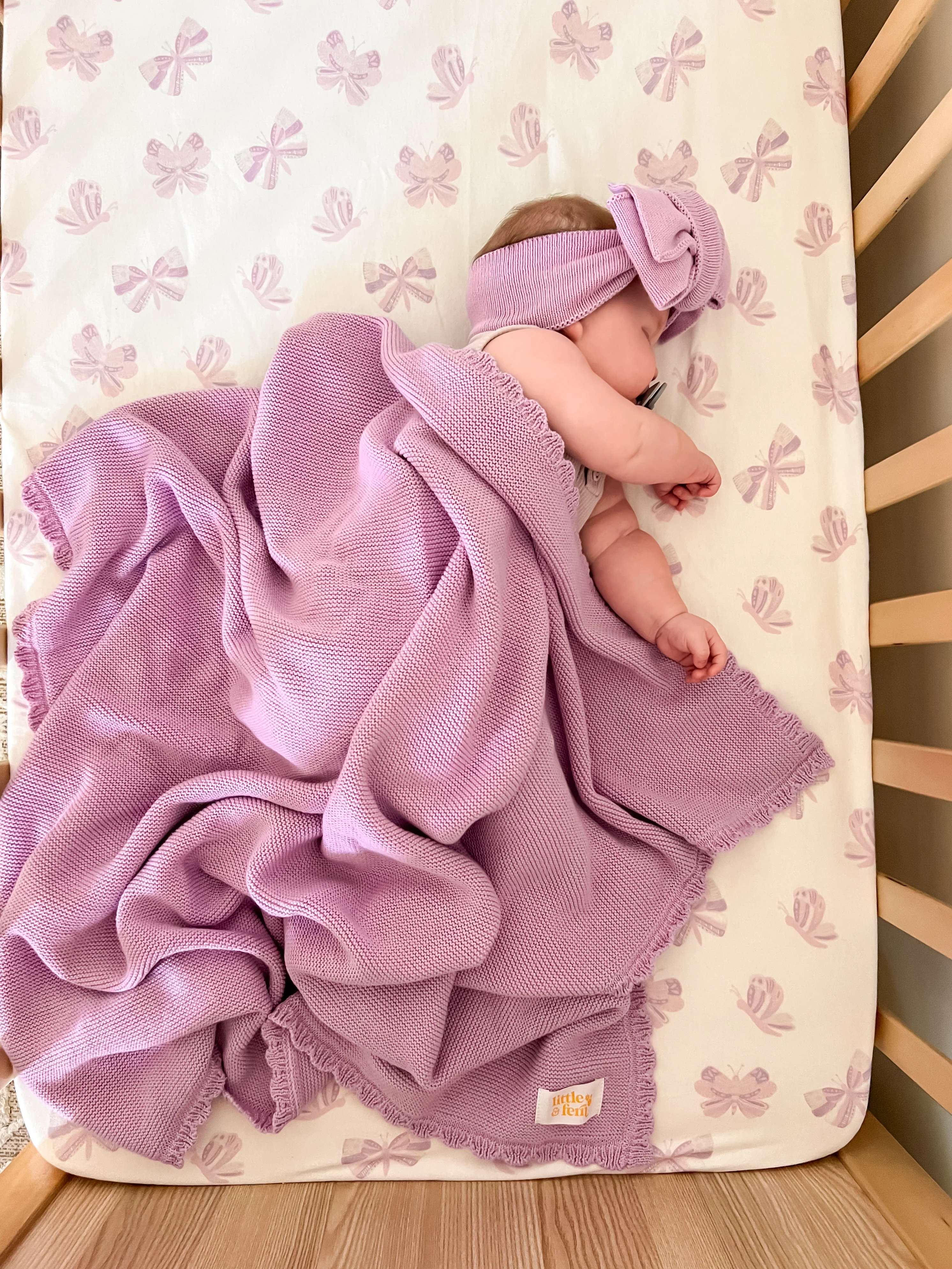 Heirloom Knit Blanket | Lilac - Image 6