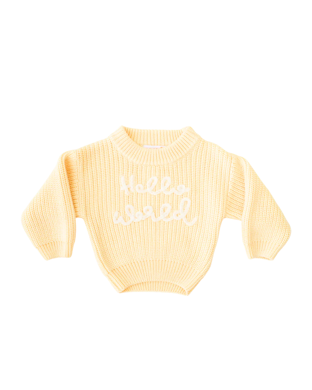 'Hello World' Chunky Knit Jumper | Lemon *PRE-ORDER* - Image 4
