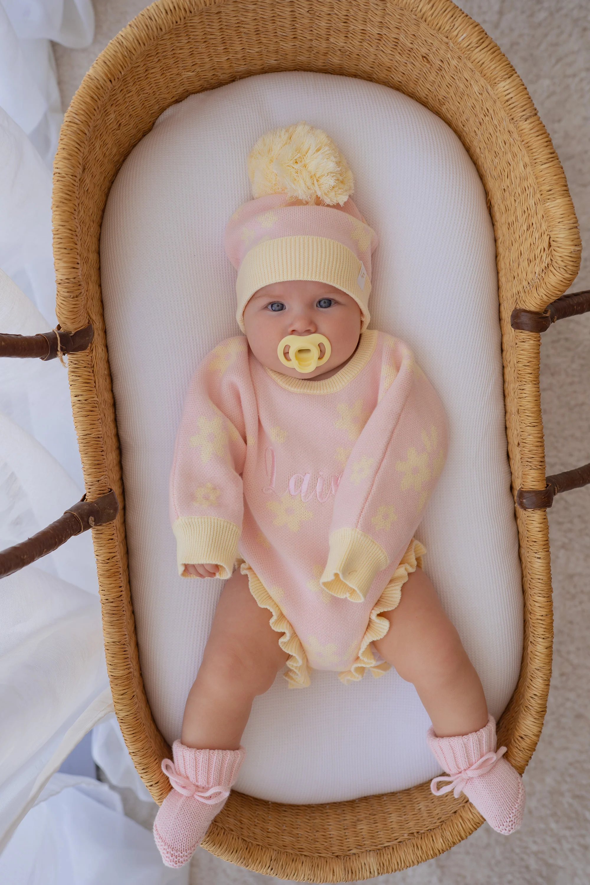 Knit Romper | Daisy Floral Lemon - Image 3