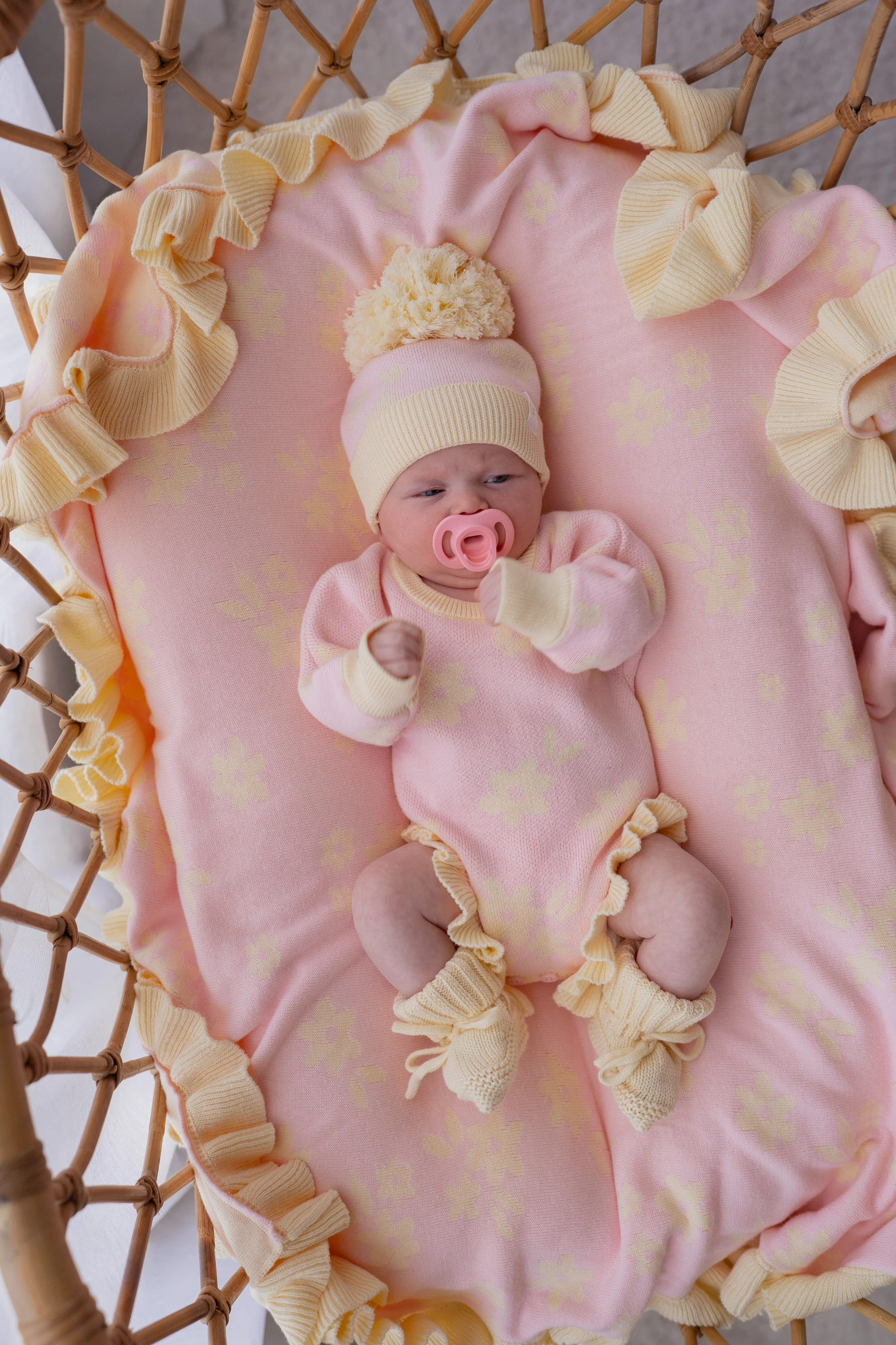 Knit Romper | Daisy Floral Lemon - Image 7