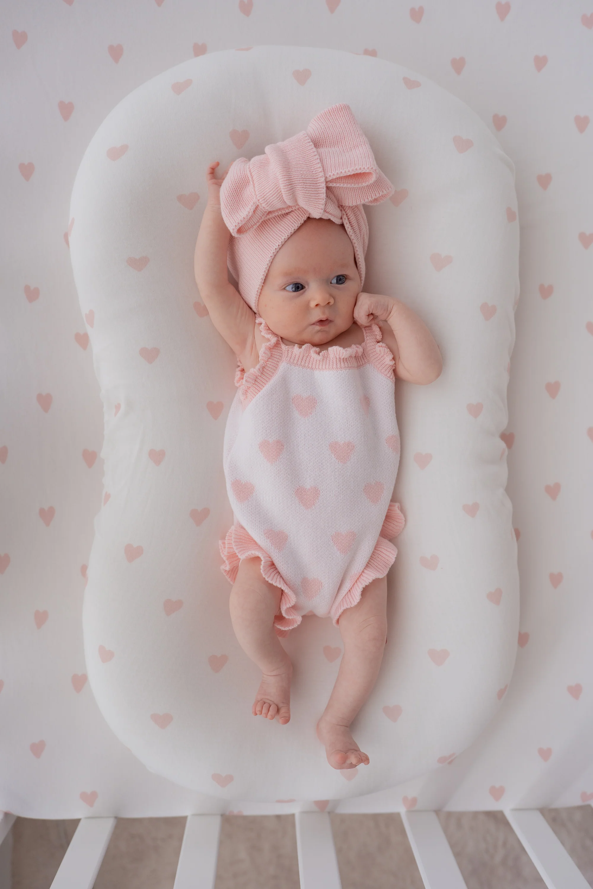Knit Singlet Romper | Pink Hearts - Image 5