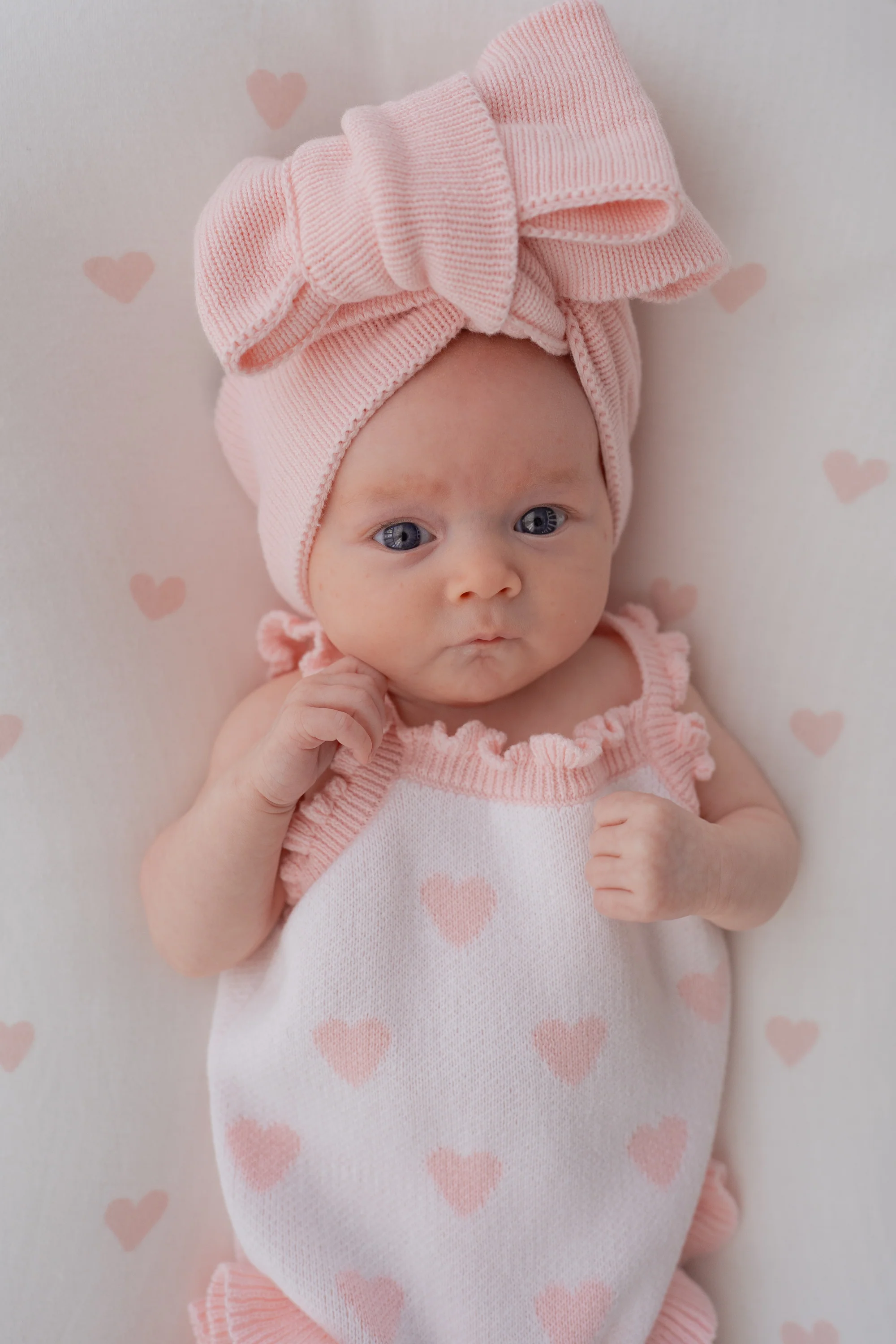 Knit Singlet Romper | Pink Hearts - Image 6